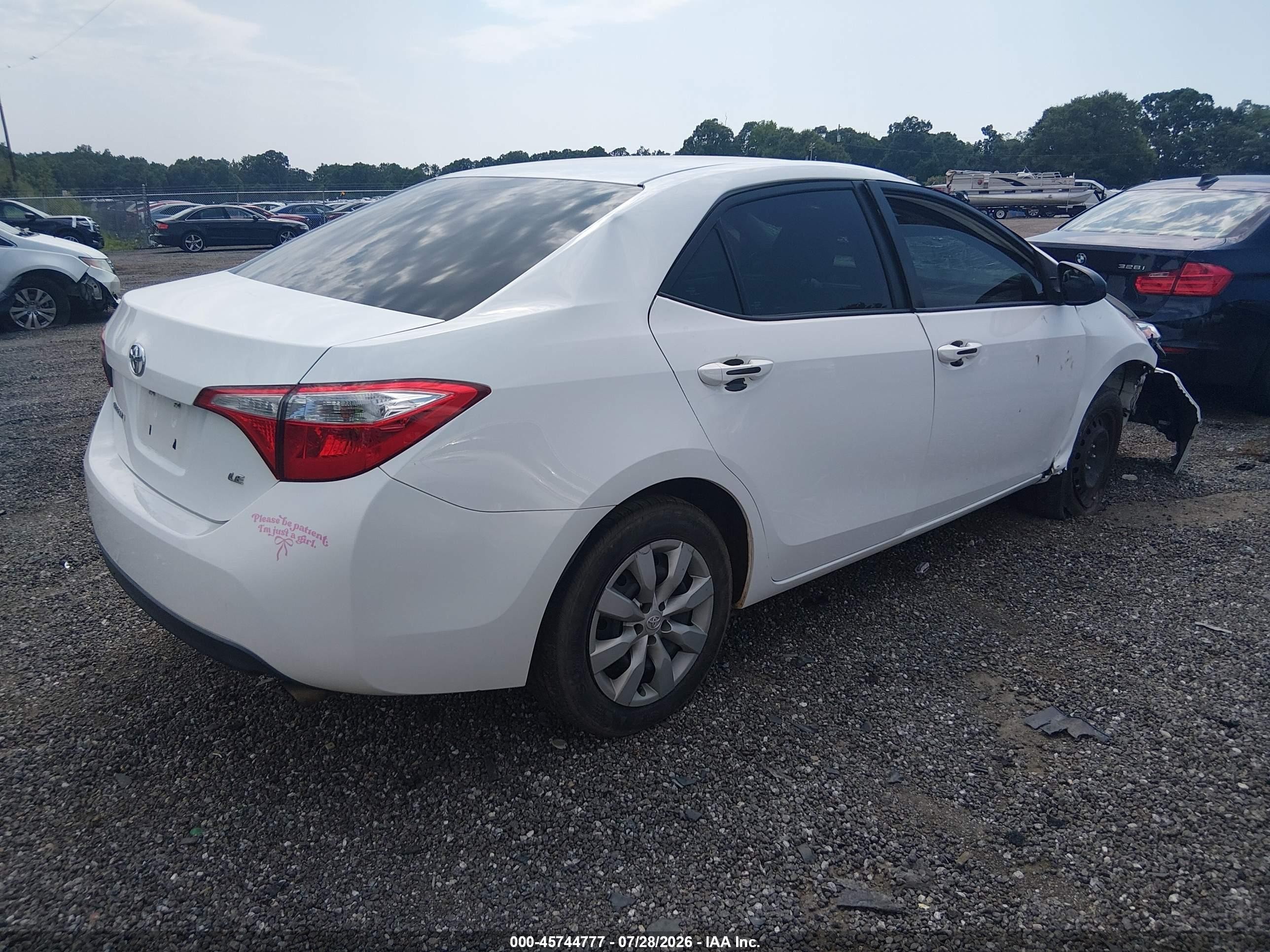 2014 Toyota Corolla Le White vin: 2T1BURHE4EC131978
