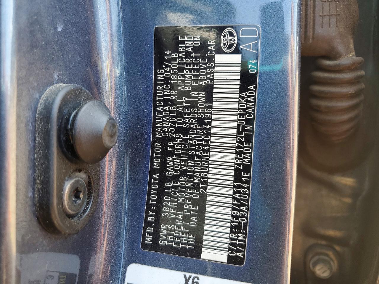 2014 Toyota Corolla L Gray vin: 2T1BURHE4EC141961