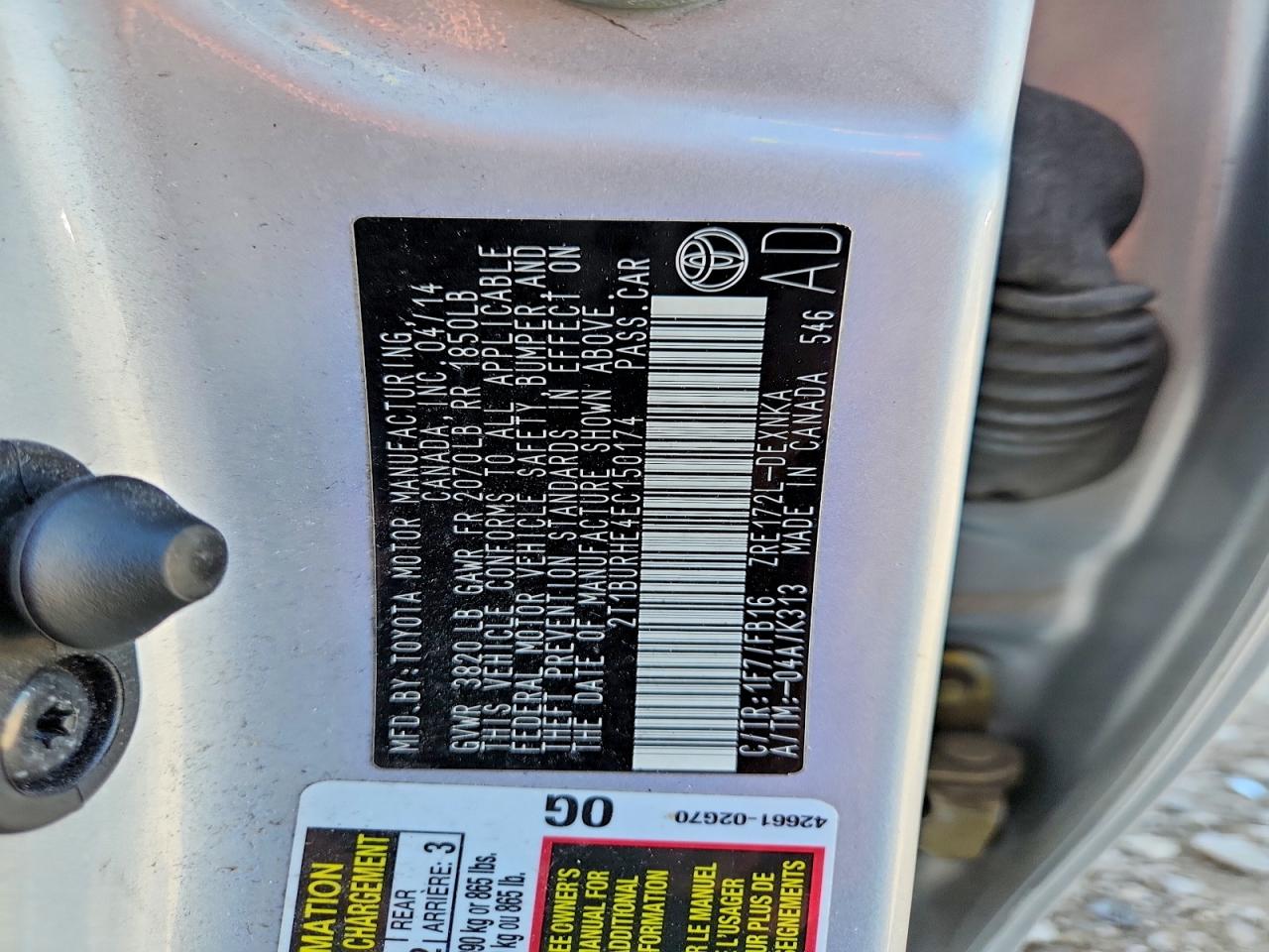 2014 Toyota Corolla Le Silver vin: 2T1BURHE4EC150174
