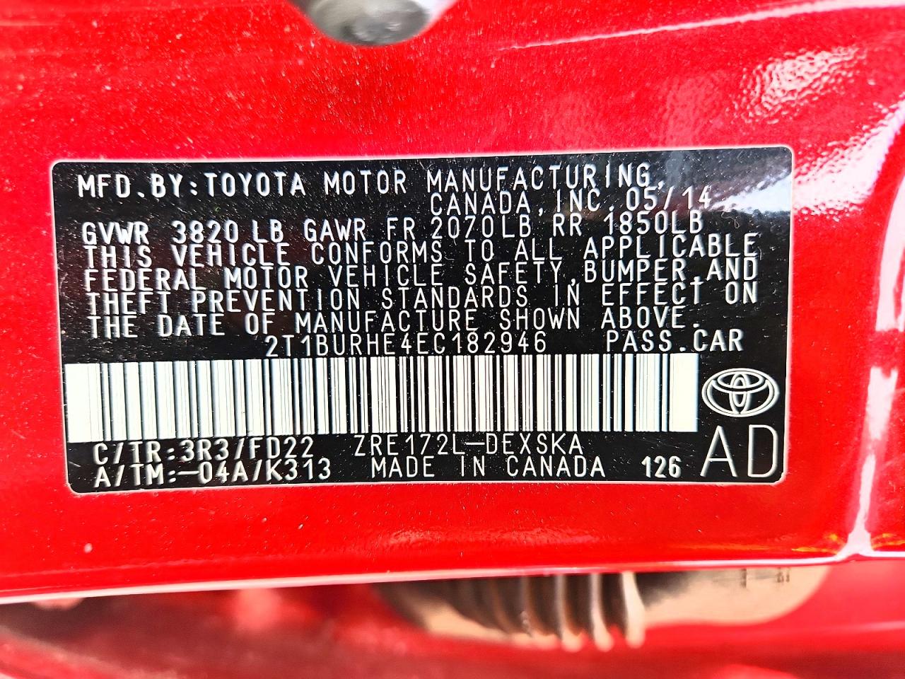 2014 Toyota Corolla S Plus Красный vin: 2T1BURHE4EC182946