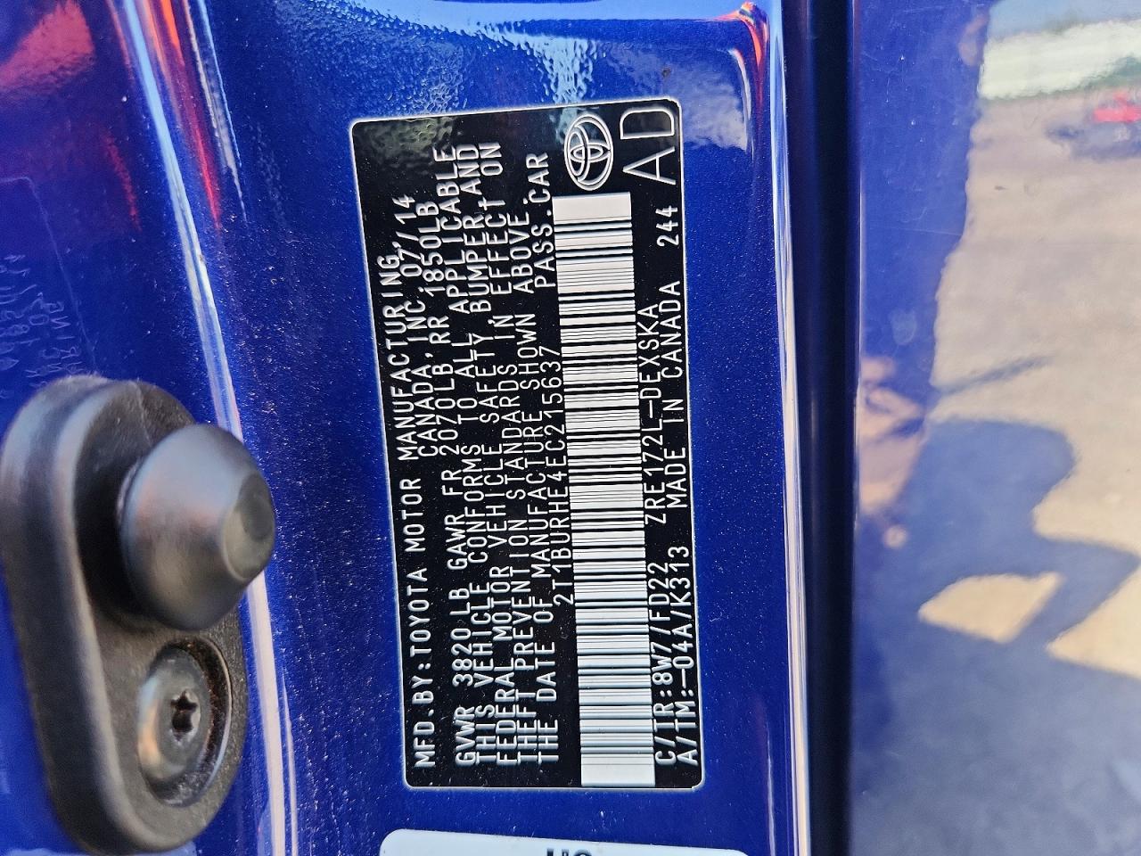2014 Toyota Corolla S Plus Blue vin: 2T1BURHE4EC215637