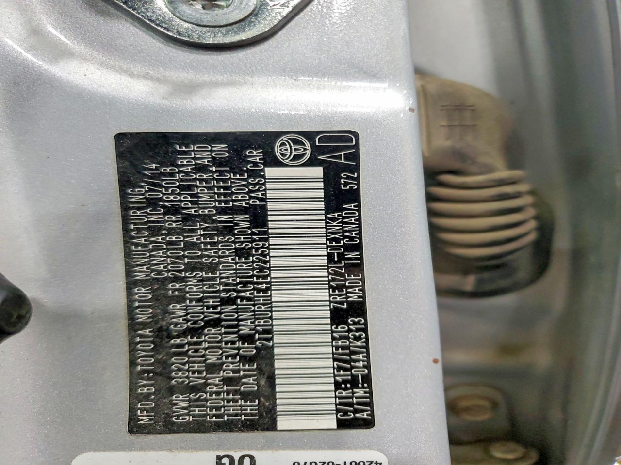 2014 Toyota Corolla Le Silver vin: 2T1BURHE4EC225911