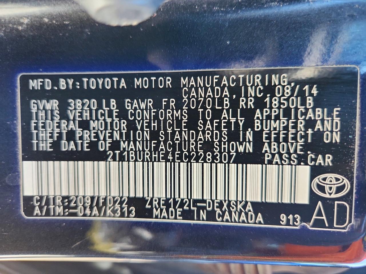 2014 Toyota Corolla S Plus Черный vin: 2T1BURHE4EC228307