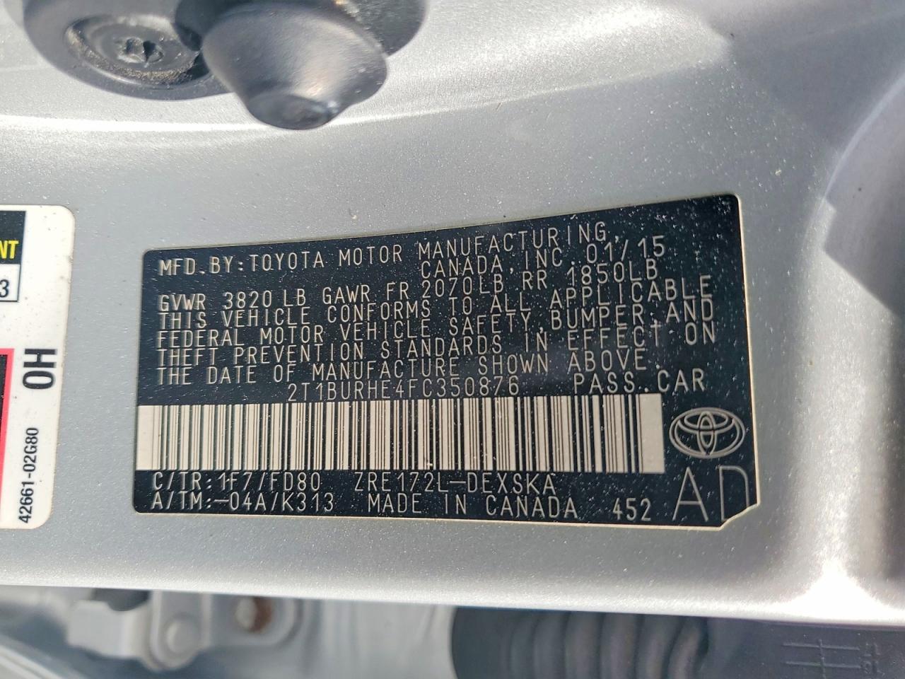 2015 Toyota Corolla S Plus Серебряный vin: 2T1BURHE4FC350876