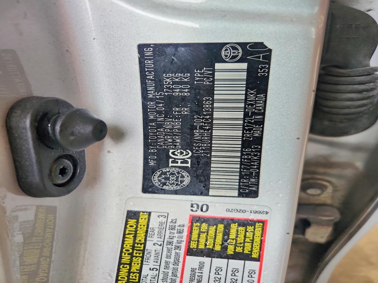2015 Toyota Corolla L Silver vin: 2T1BURHE4FC413863