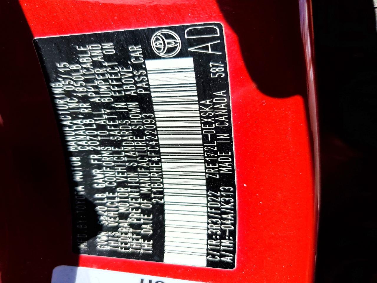2015 Toyota Corolla S Plus Red vin: 2T1BURHE4FC422093