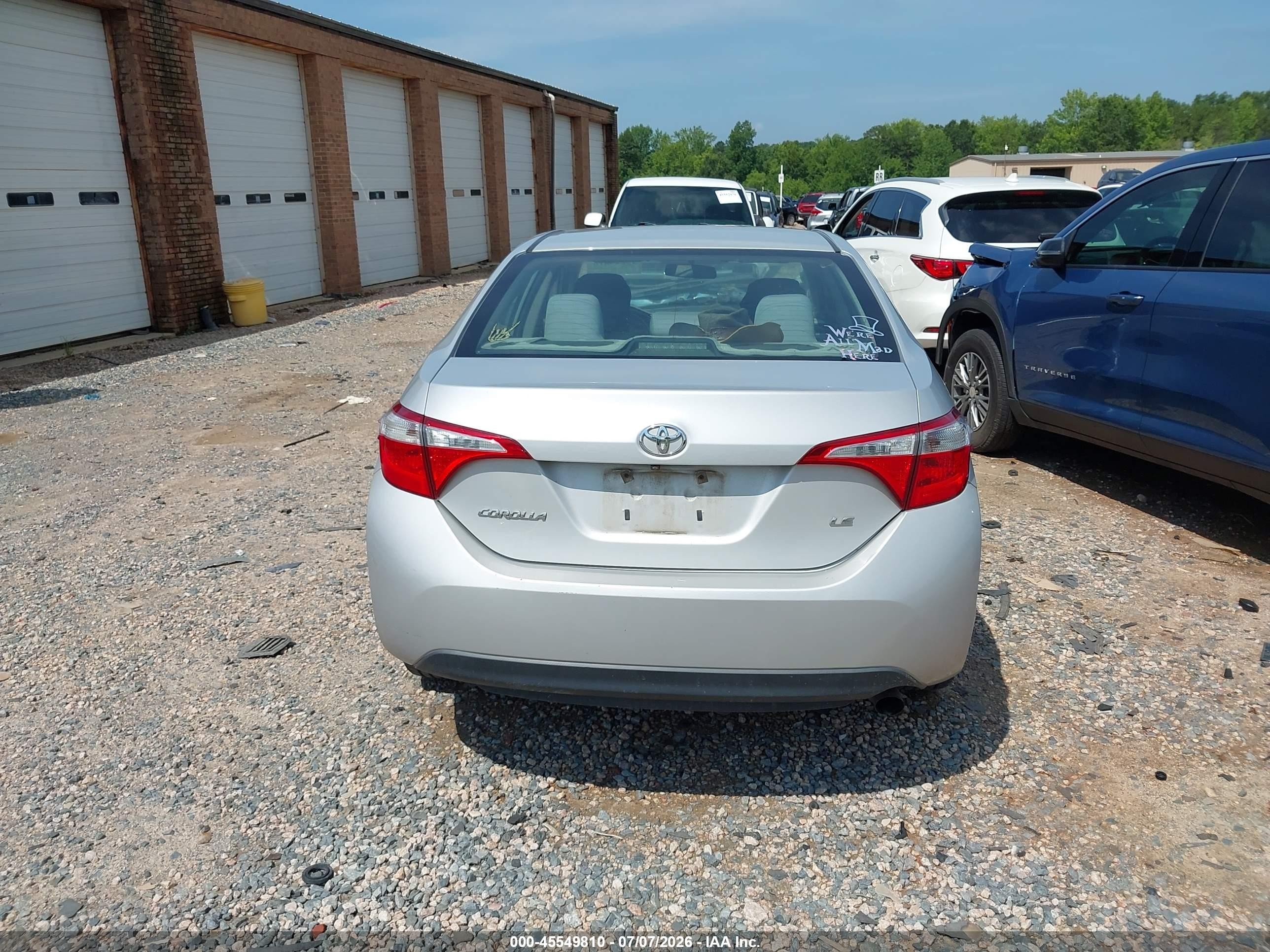 2015 Toyota Corolla Le Silver vin: 2T1BURHE4FC454381