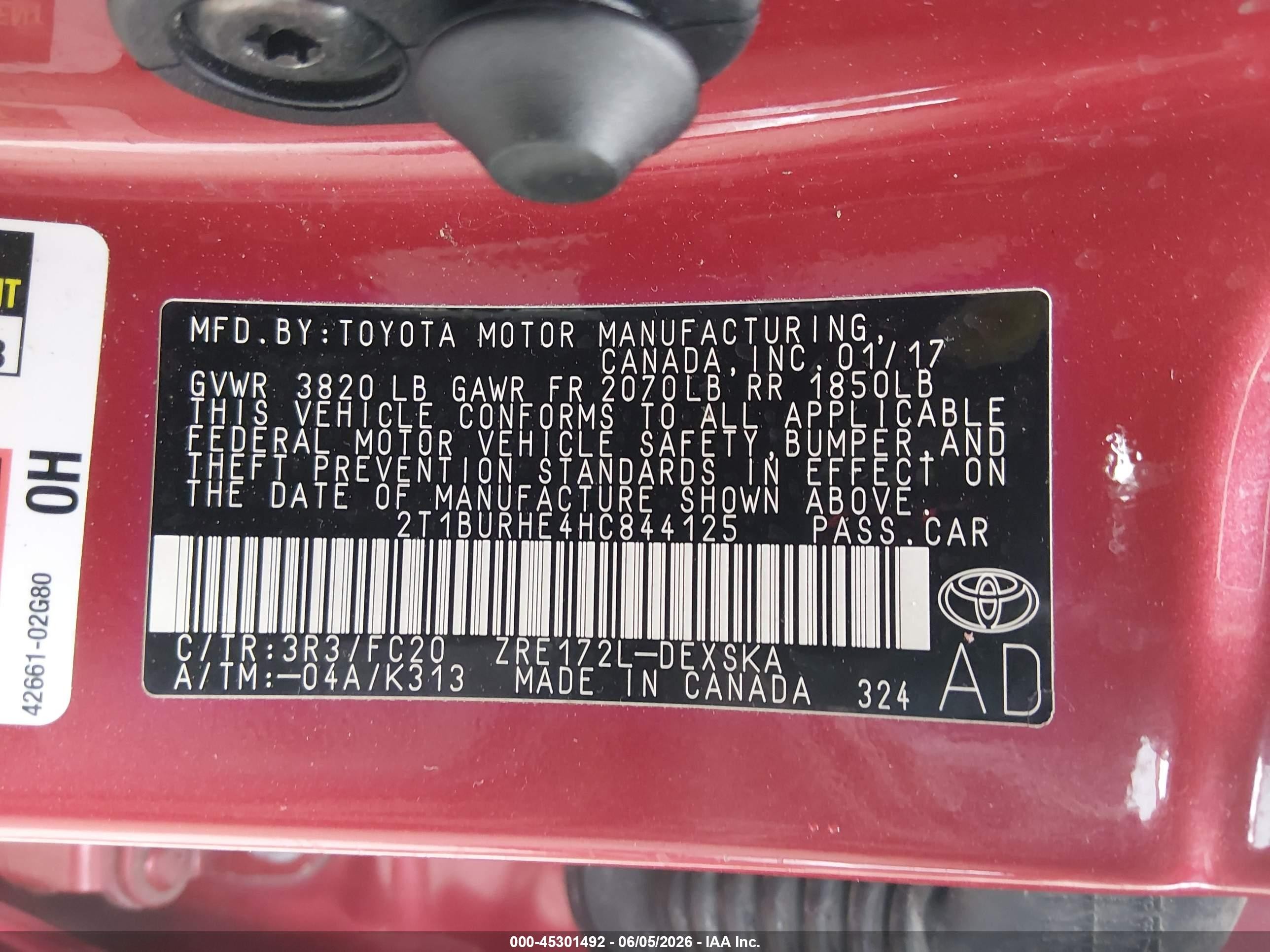 2017 Toyota Corolla Se Red vin: 2T1BURHE4HC844125
