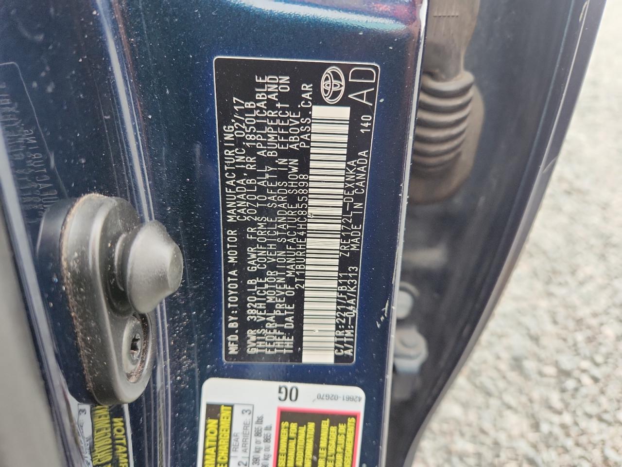 2017 Toyota Corolla Le Blue vin: 2T1BURHE4HC855898