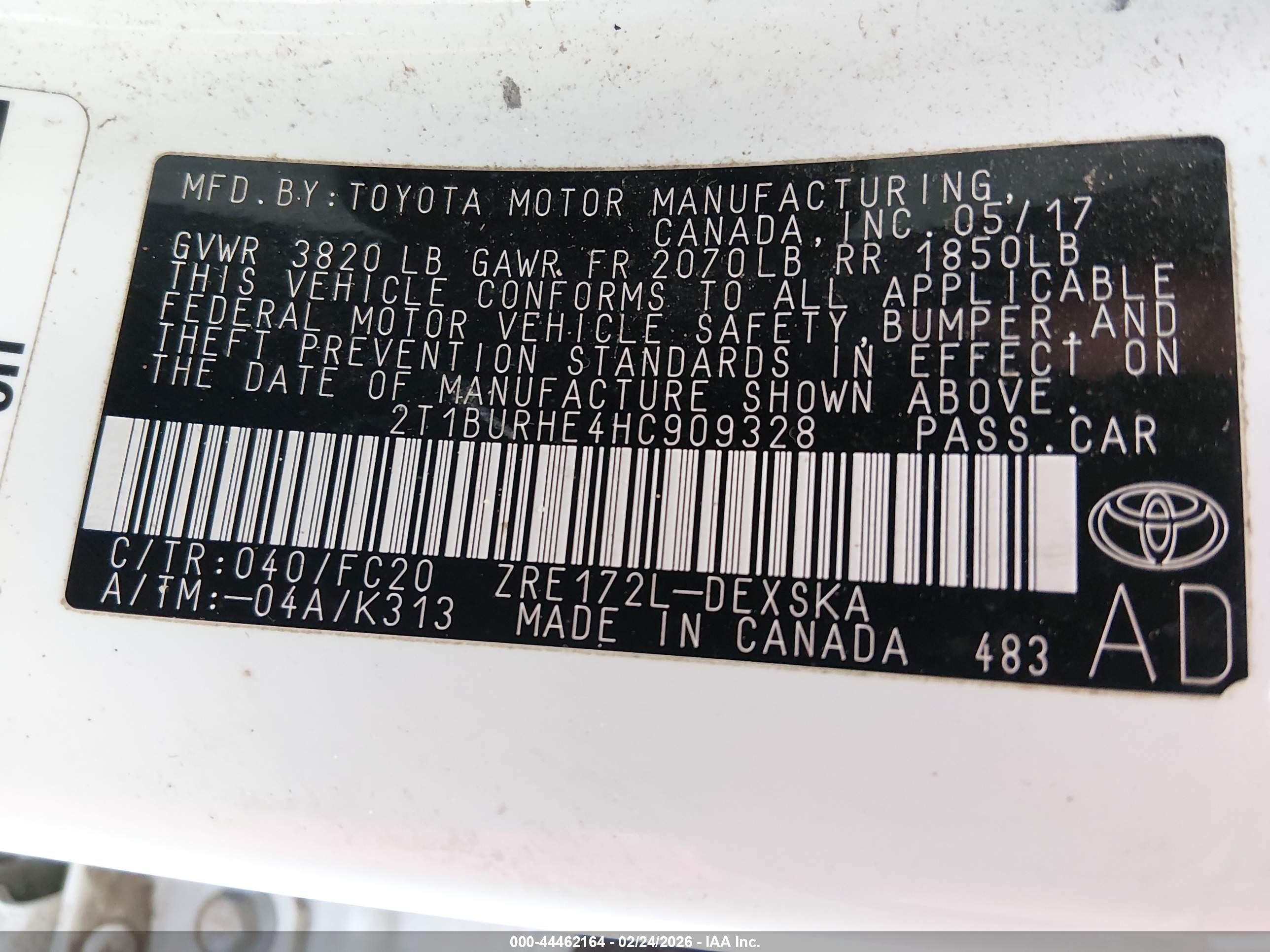 2017 Toyota Corolla Se White vin: 2T1BURHE4HC909328