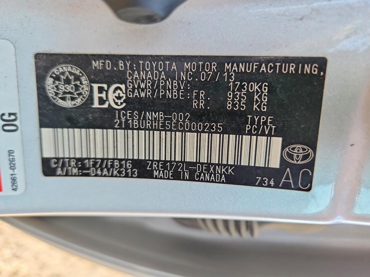 2014 Toyota Corolla L Silver vin: 2T1BURHE5EC000235