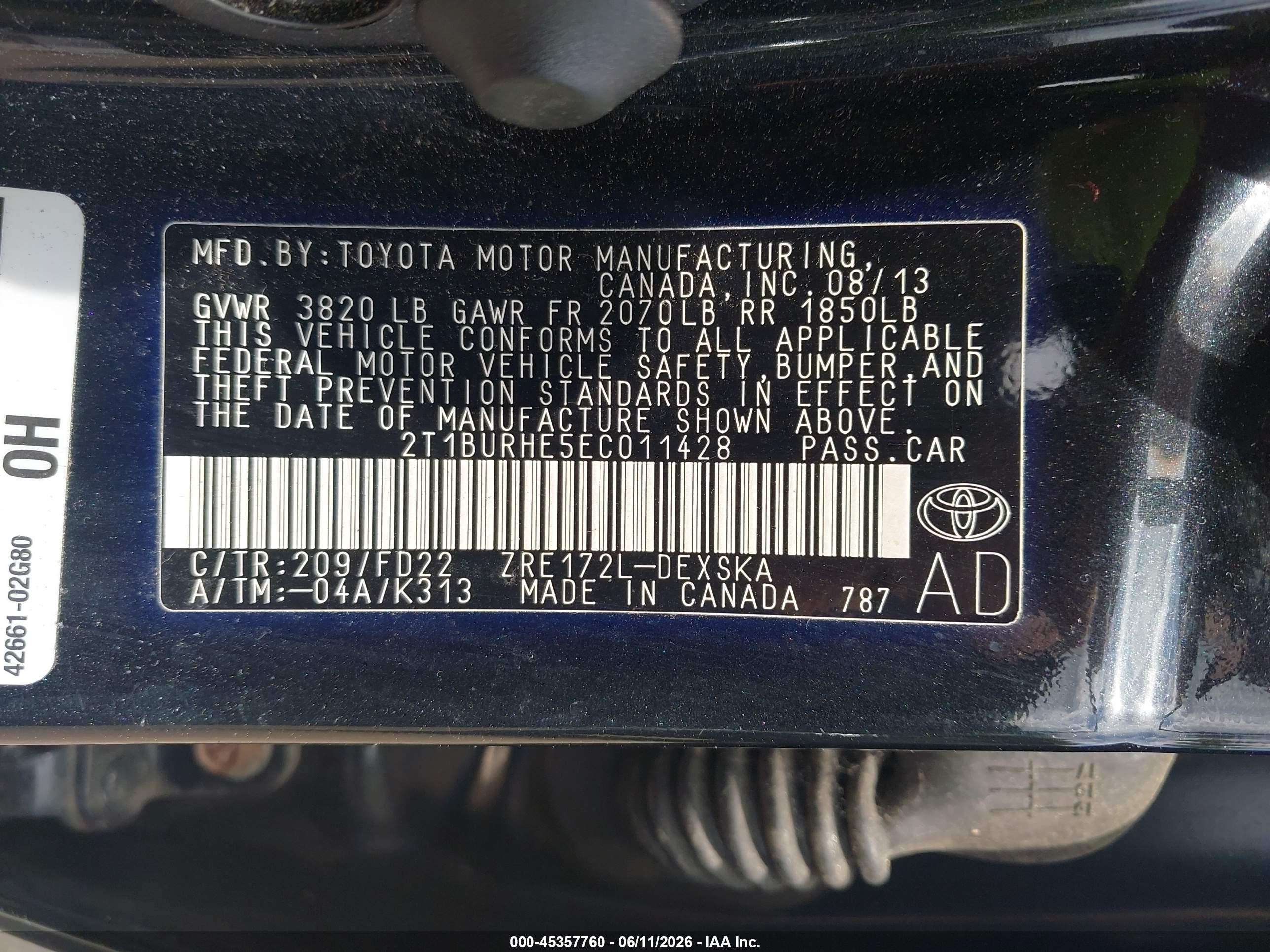 2014 Toyota Corolla S Plus Черный vin: 2T1BURHE5EC011428