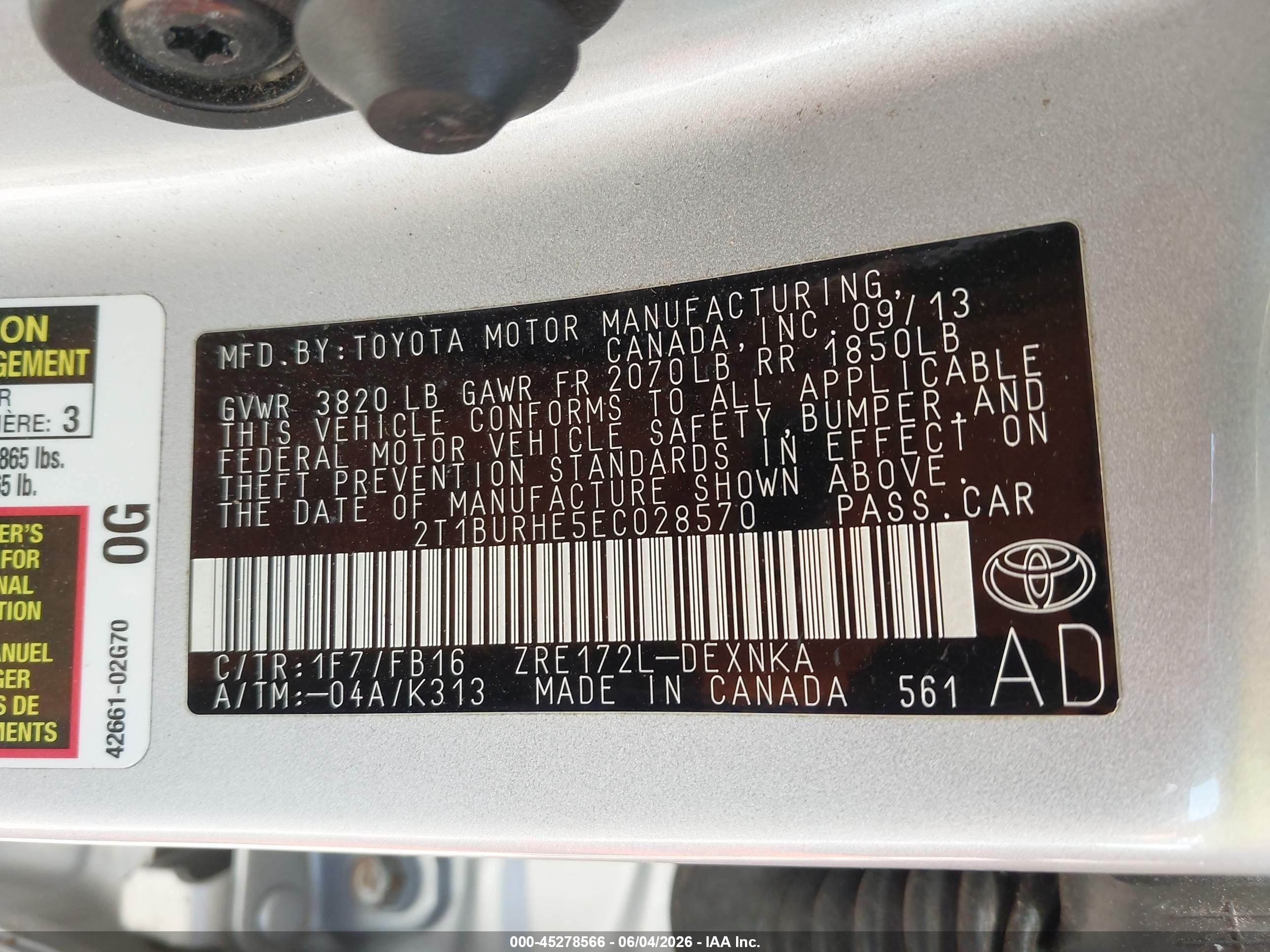 2014 Toyota Corolla Le Silver vin: 2T1BURHE5EC028570