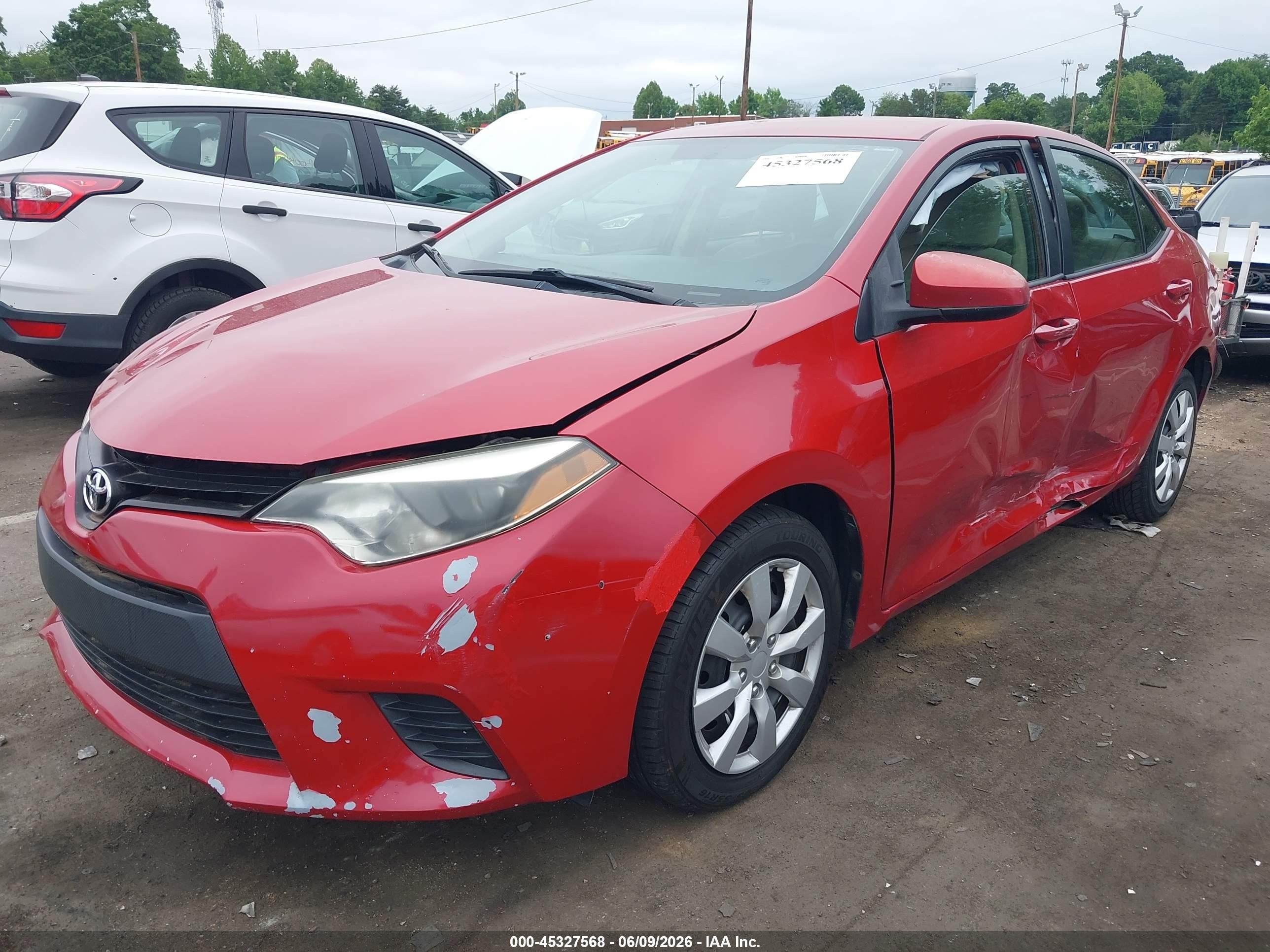 2014 Toyota Corolla Le Red vin: 2T1BURHE5EC030397