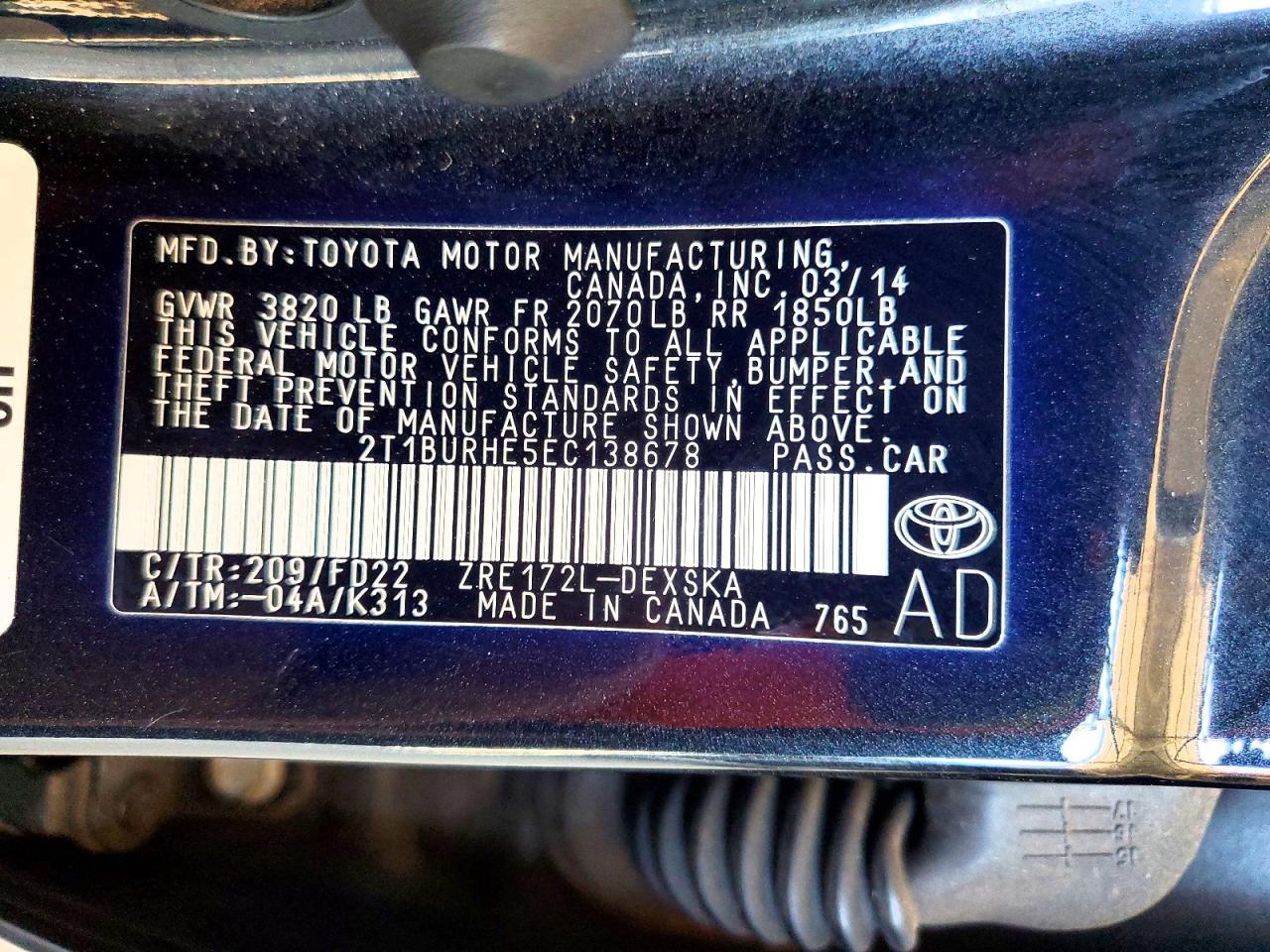 2014 Toyota Corolla S Plus Black vin: 2T1BURHE5EC138678