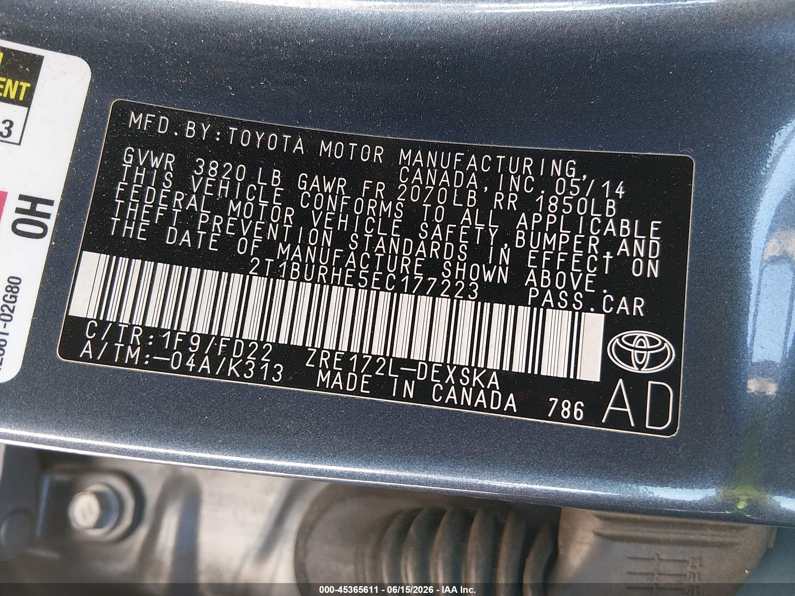 2014 Toyota Corolla S Plus Gray vin: 2T1BURHE5EC177223