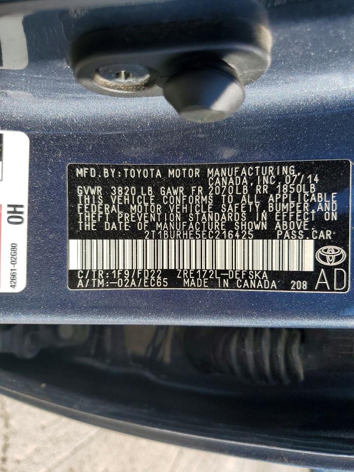 2014 Toyota Corolla S Plus Blue vin: 2T1BURHE5EC216425