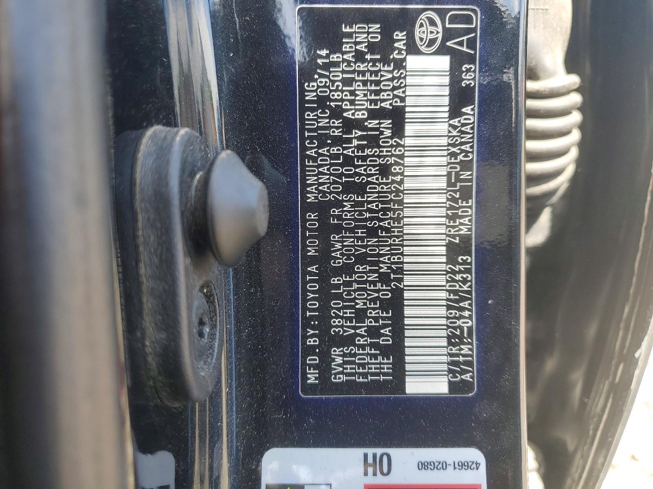 2015 Toyota Corolla S Plus Black vin: 2T1BURHE5FC248762