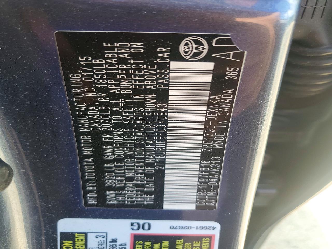 2015 Toyota Corolla Le Синий vin: 2T1BURHE5FC340843