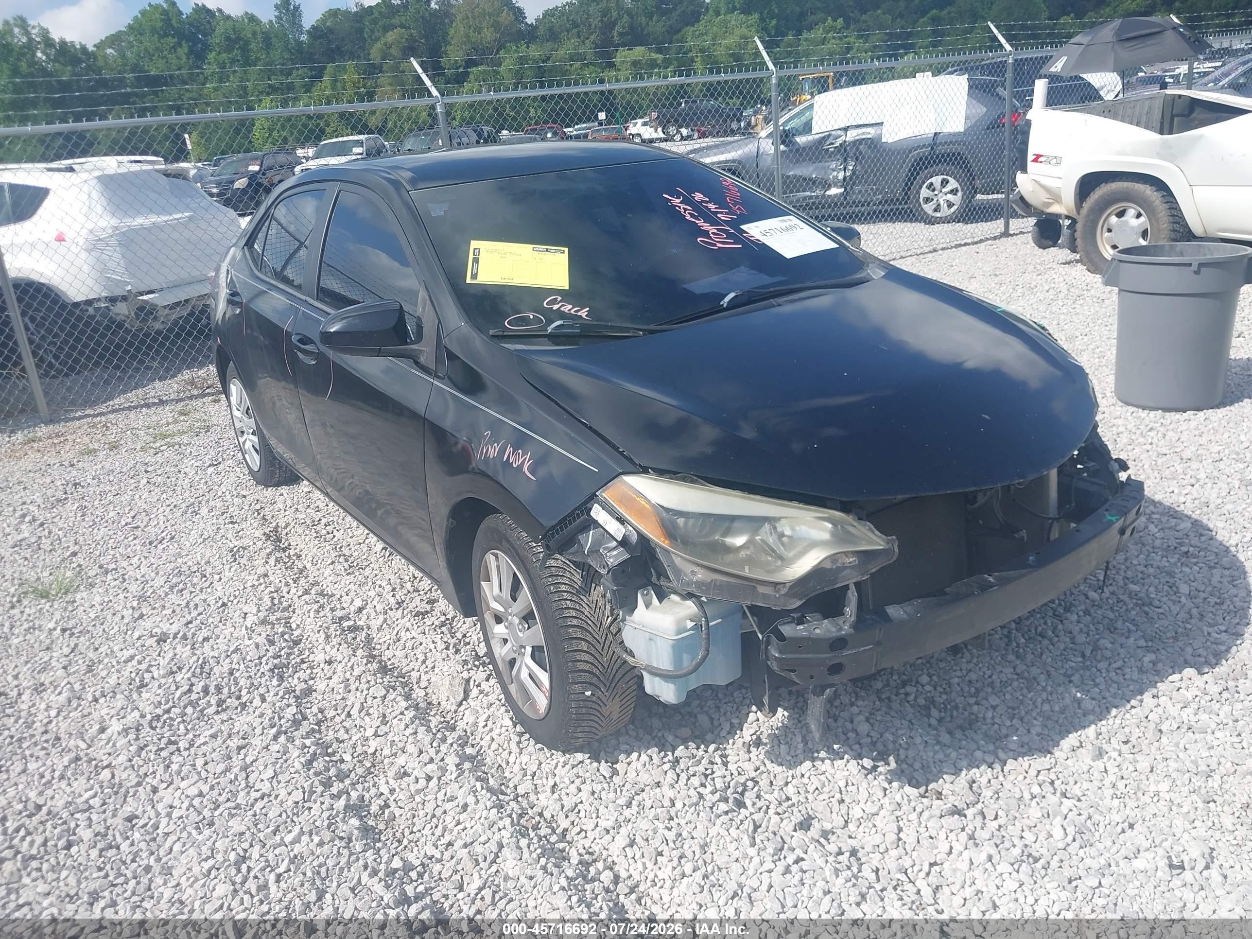 2015 Toyota Corolla Le Black vin: 2T1BURHE5FC426198