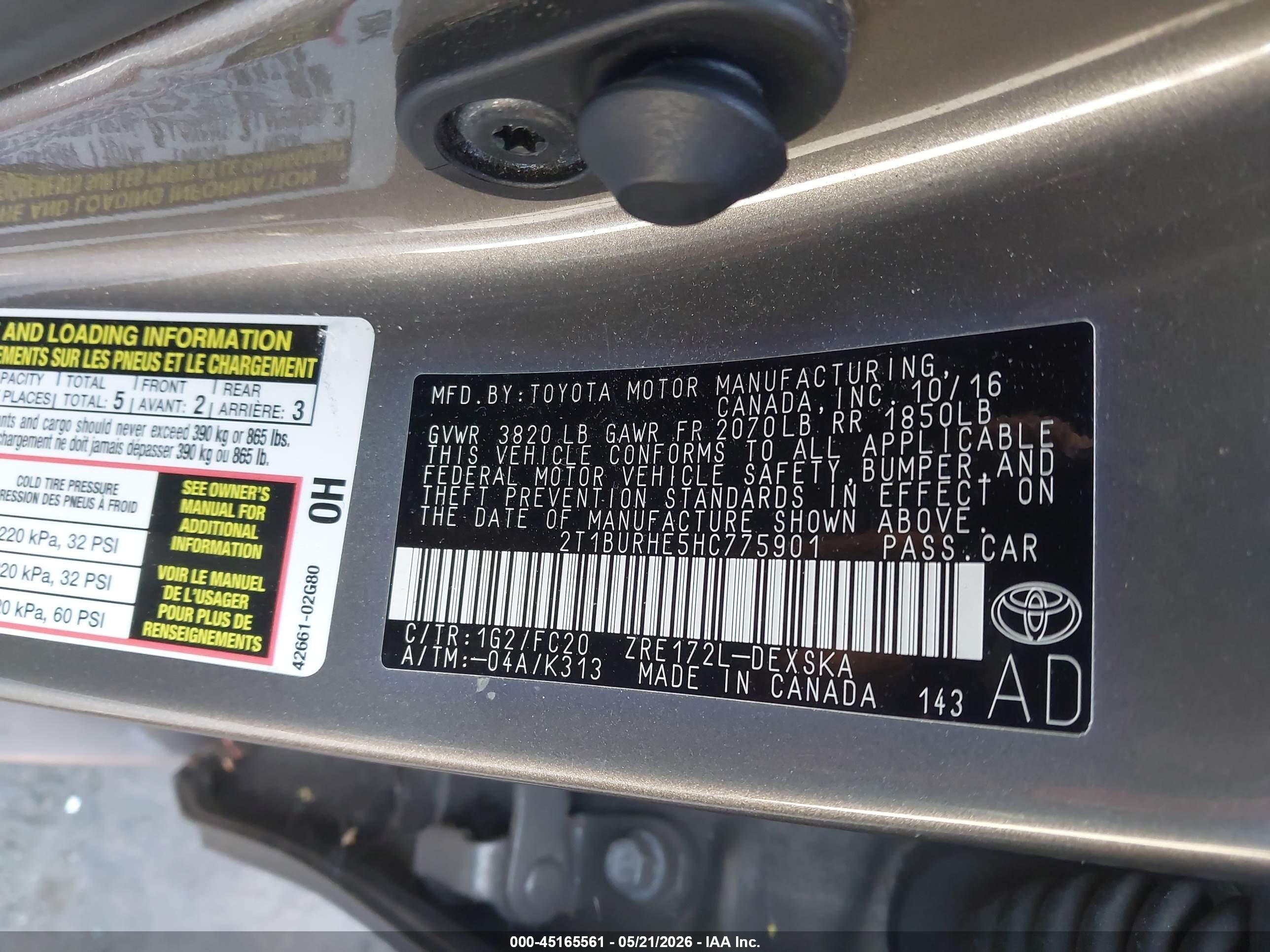 2017 Toyota Corolla Se Gray vin: 2T1BURHE5HC775901
