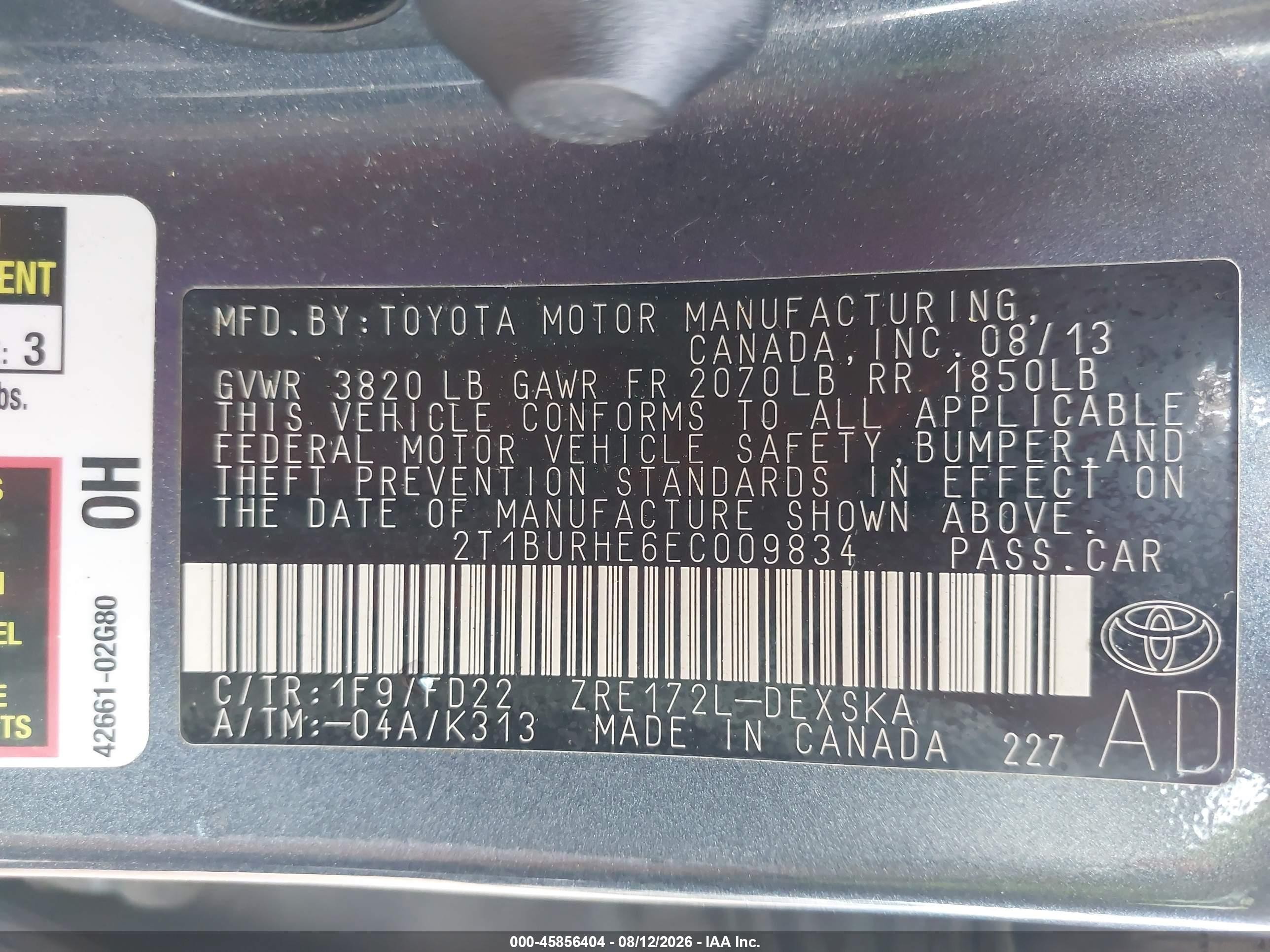 2014 Toyota Corolla S Plus Blue vin: 2T1BURHE6EC009834