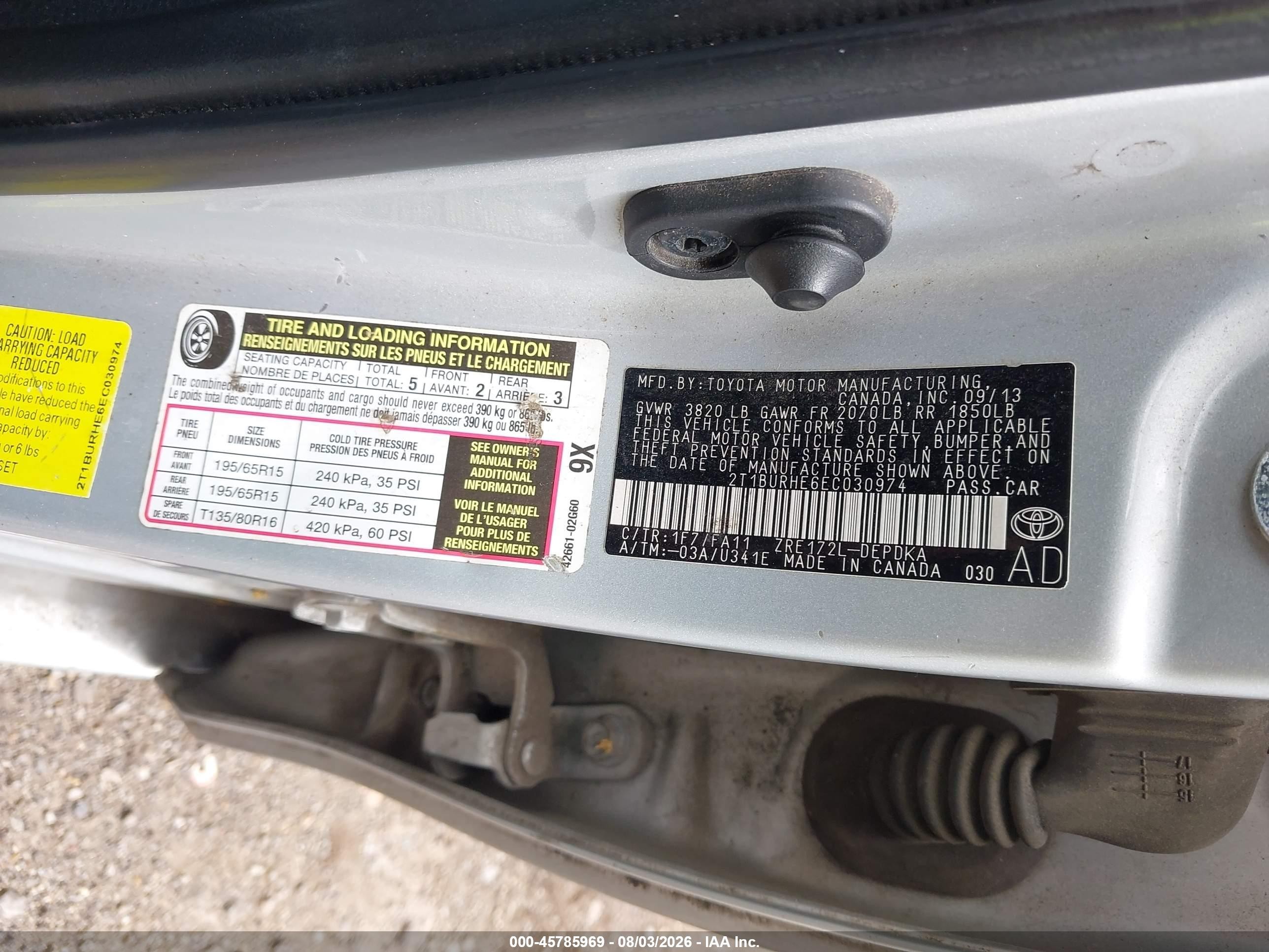 2014 Toyota Corolla L Серебряный vin: 2T1BURHE6EC030974