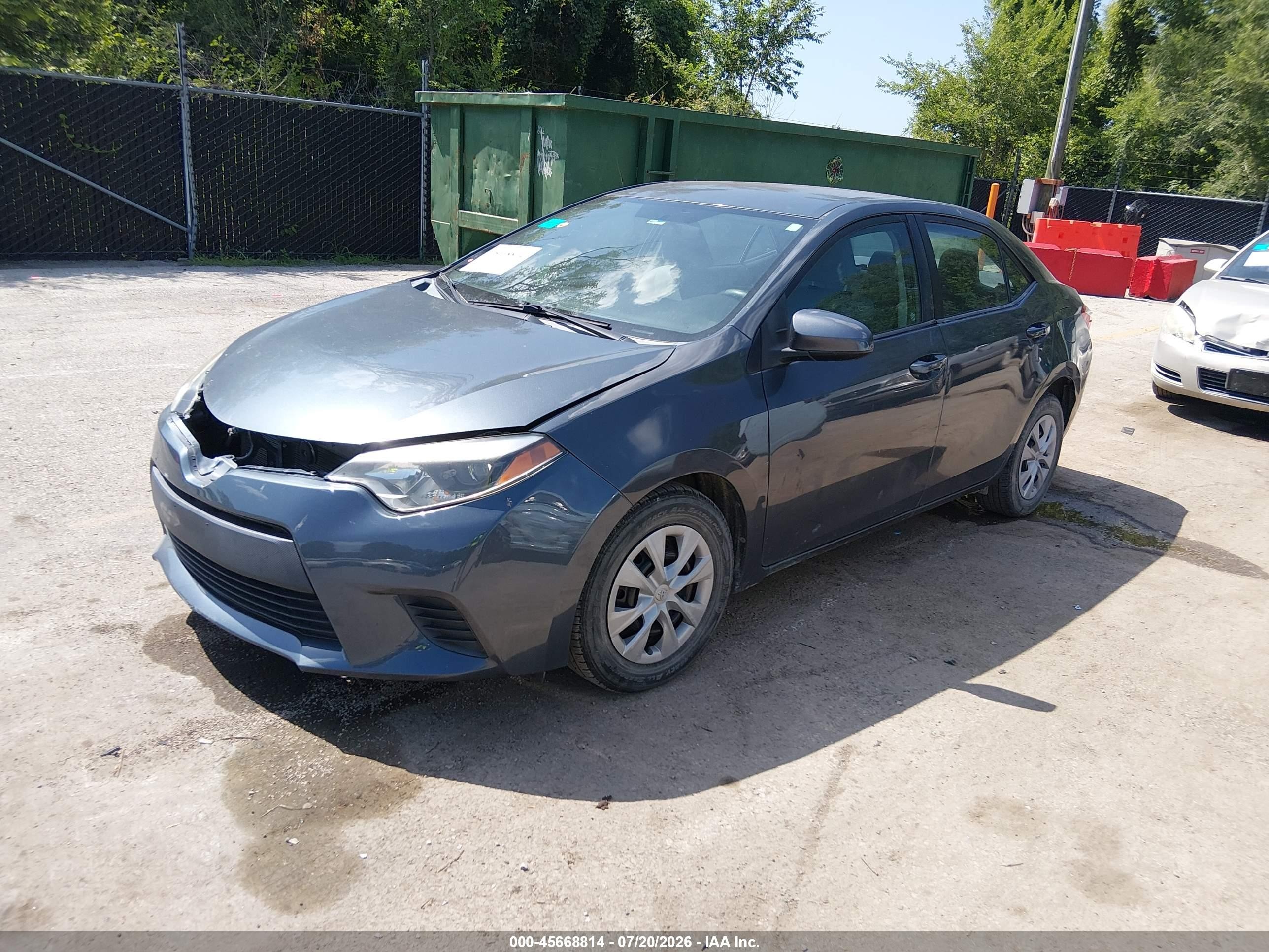 2014 Toyota Corolla L Серый vin: 2T1BURHE6EC059018