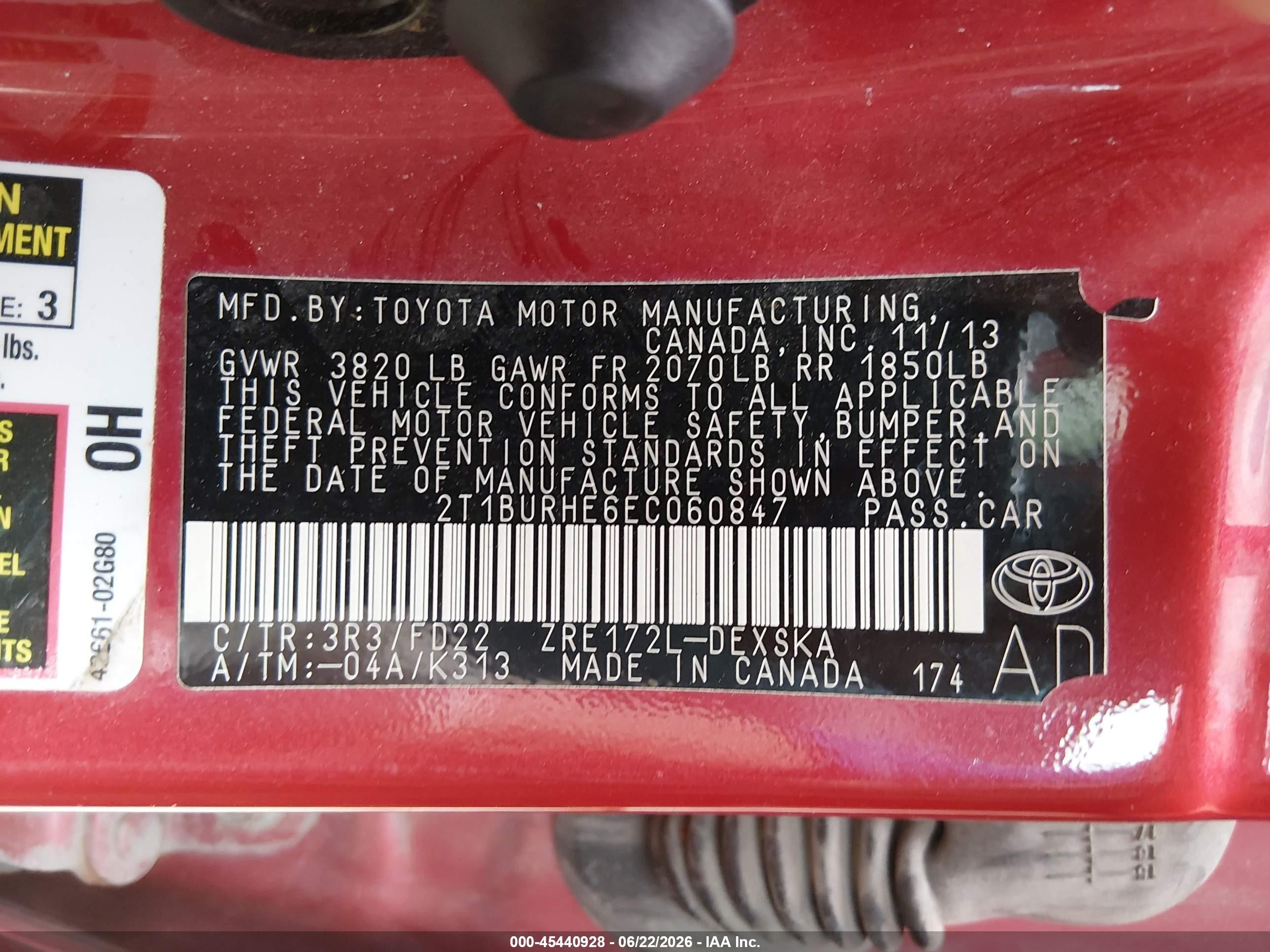 2014 Toyota Corolla S Plus Red vin: 2T1BURHE6EC060847