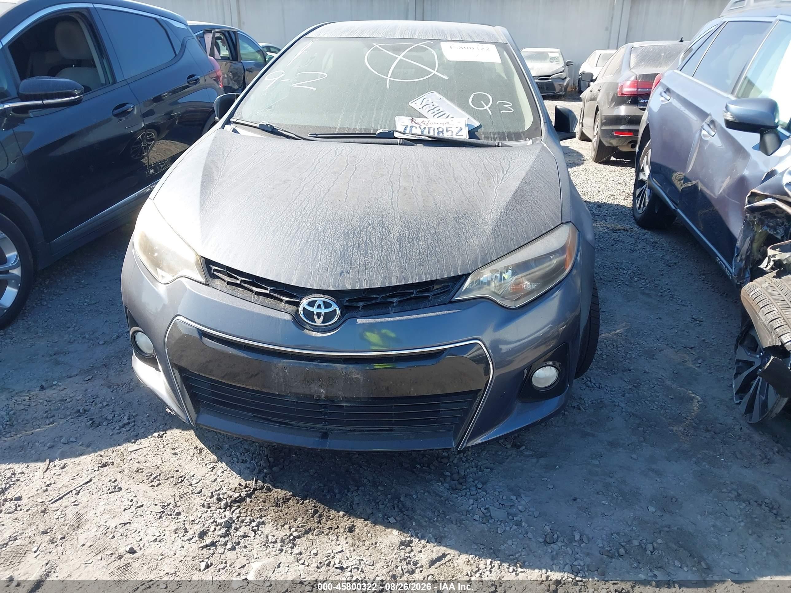 2014 Toyota Corolla S Plus Gray vin: 2T1BURHE6EC086638