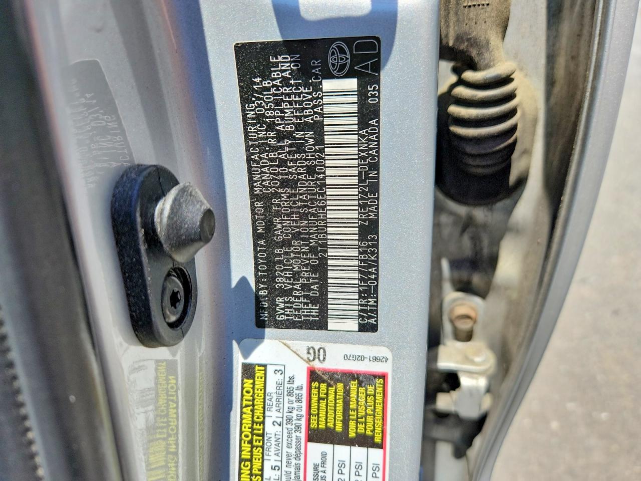 2014 Toyota Corolla Le Silver vin: 2T1BURHE6EC140021