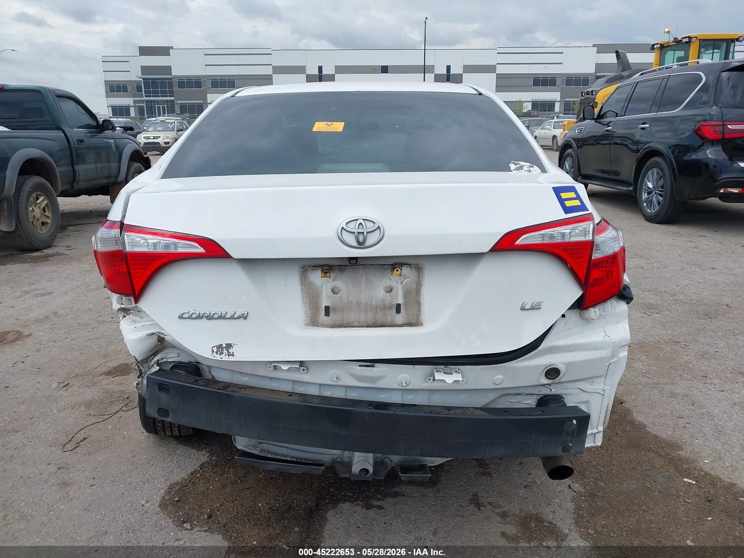 2014 Toyota Corolla Le White vin: 2T1BURHE6EC141847