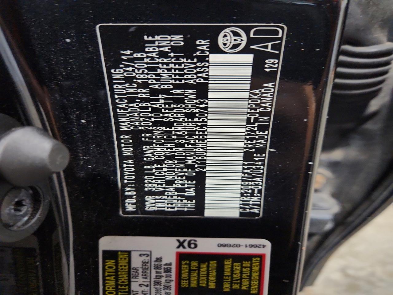 2014 Toyota Corolla L Черный vin: 2T1BURHE6EC150743