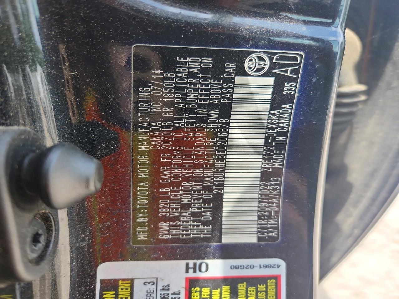 2014 Toyota Corolla S Plus Черный vin: 2T1BURHE6EC206678