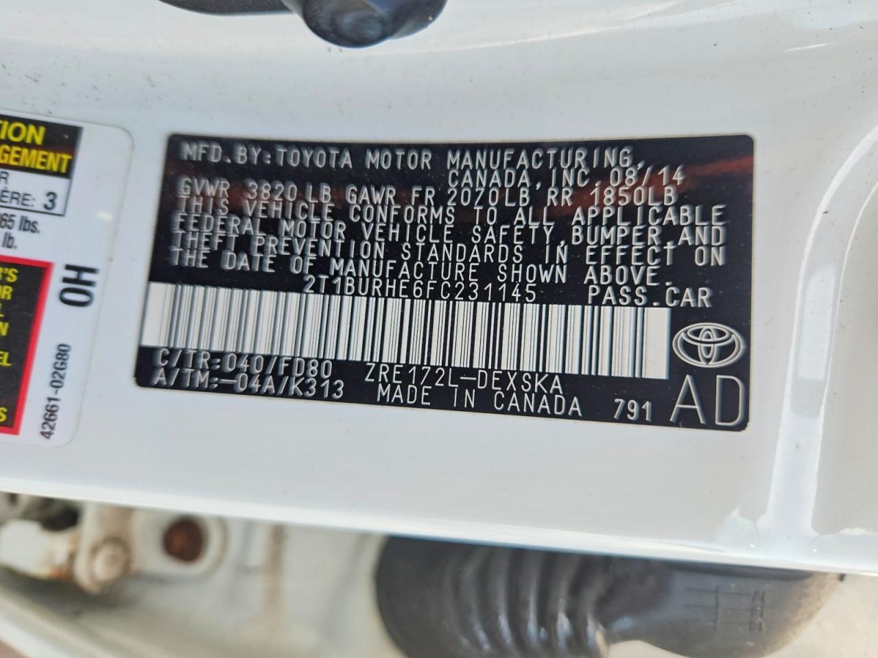 2015 Toyota Corolla S Plus White vin: 2T1BURHE6FC231145