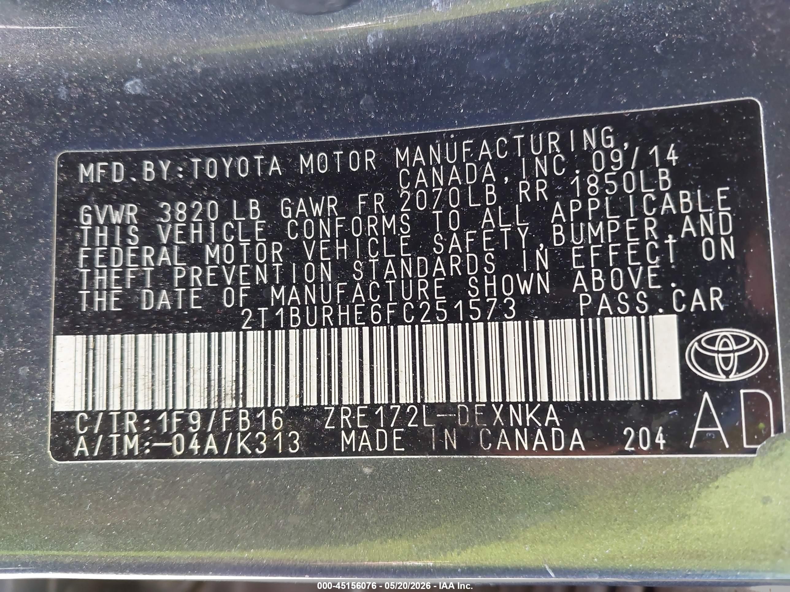 2015 Toyota Corolla Le Серый vin: 2T1BURHE6FC251573