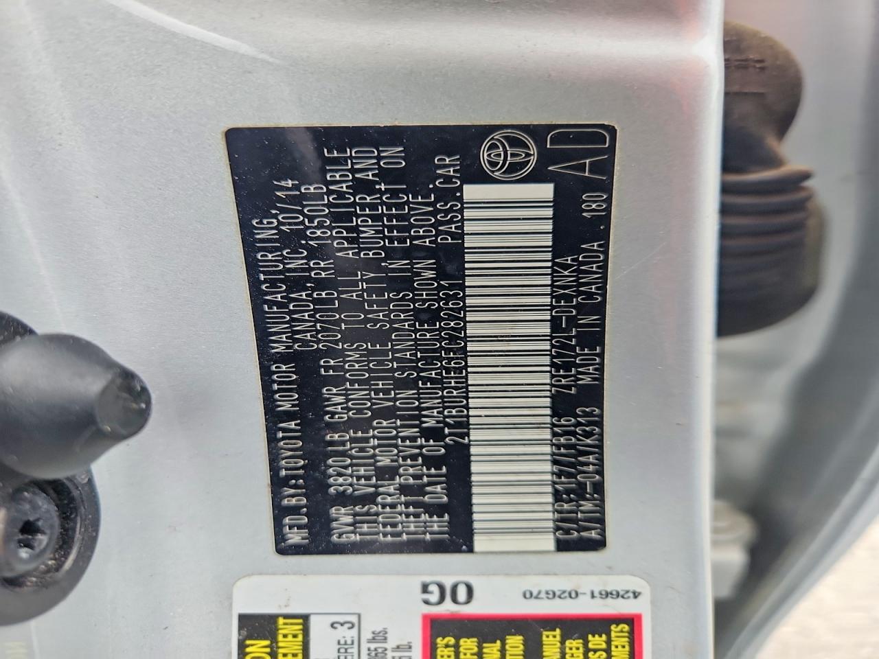 2015 Toyota Corolla Le Silver vin: 2T1BURHE6FC282631