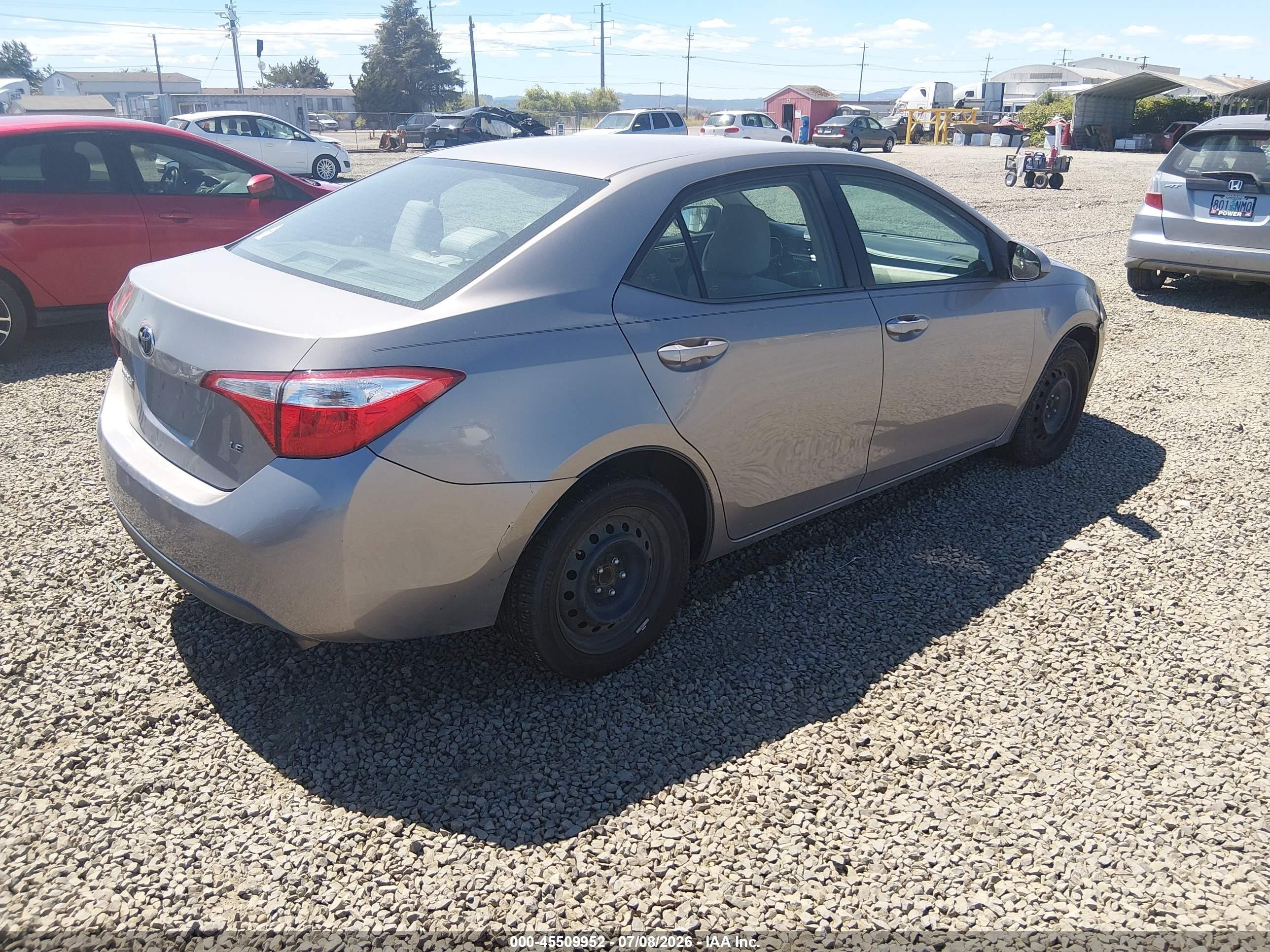 2015 Toyota Corolla Le Gray vin: 2T1BURHE6FC346215