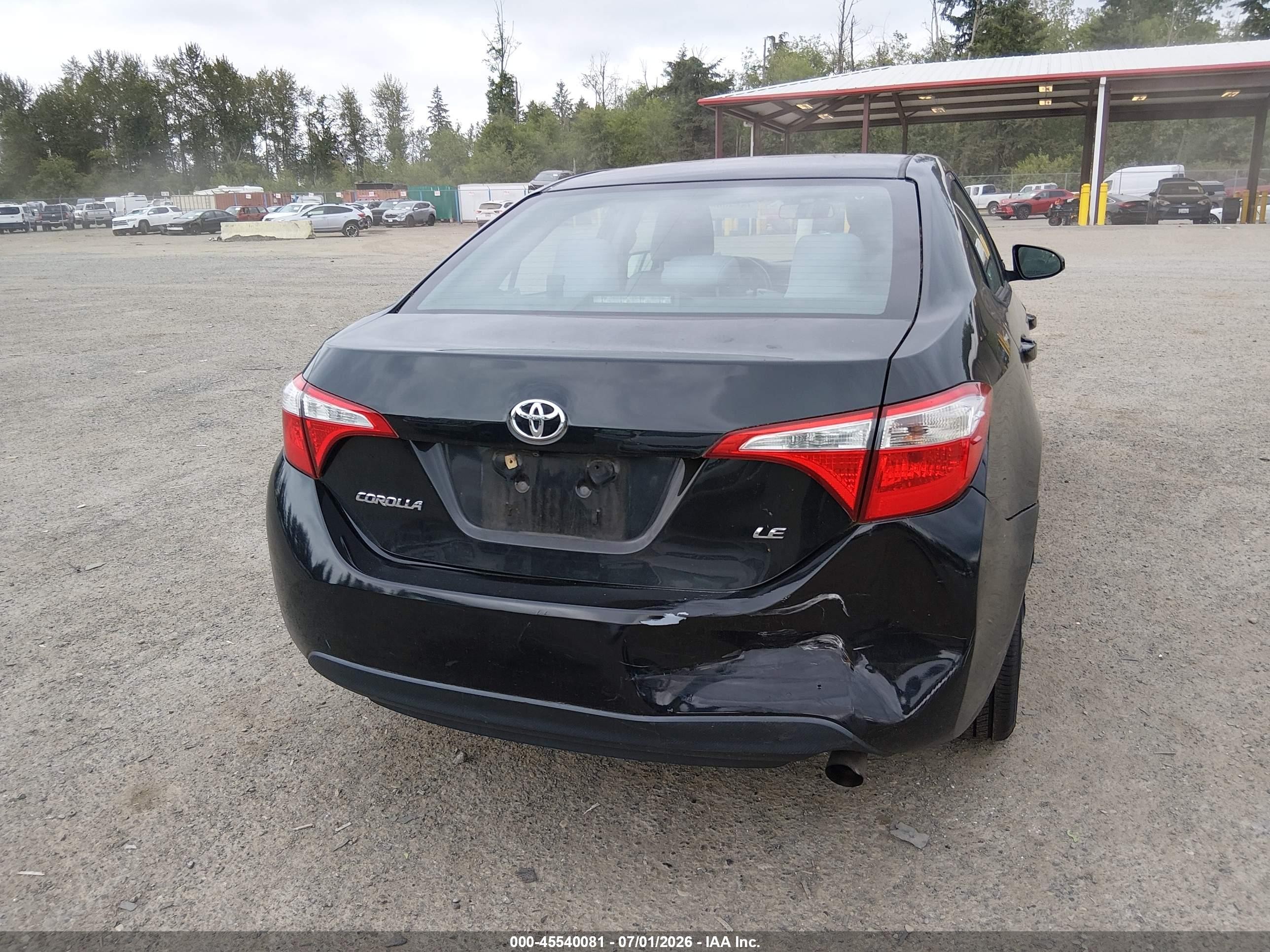 2015 Toyota Corolla Le Black vin: 2T1BURHE6FC438733