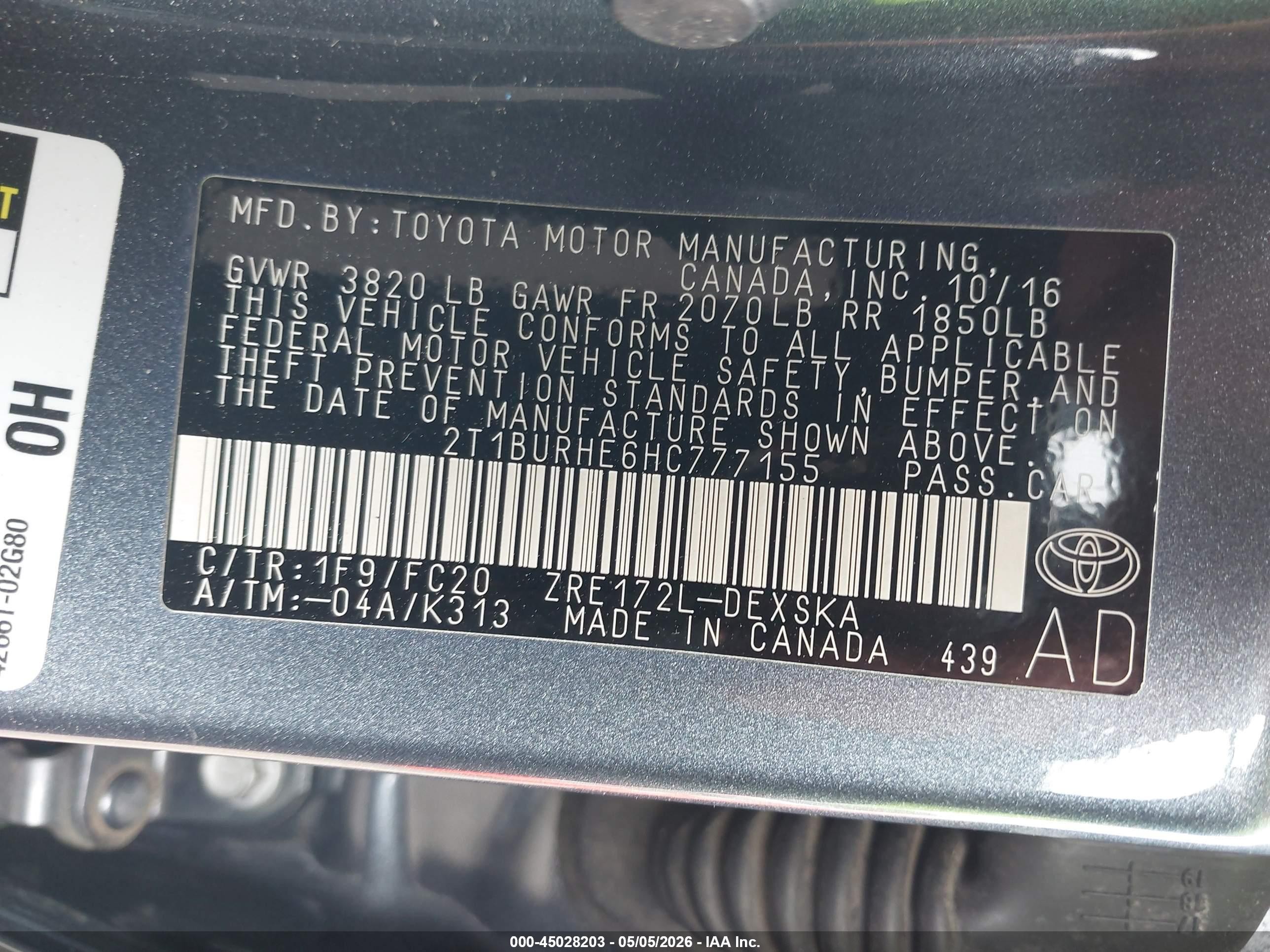 2017 Toyota Corolla Se Gray vin: 2T1BURHE6HC777155