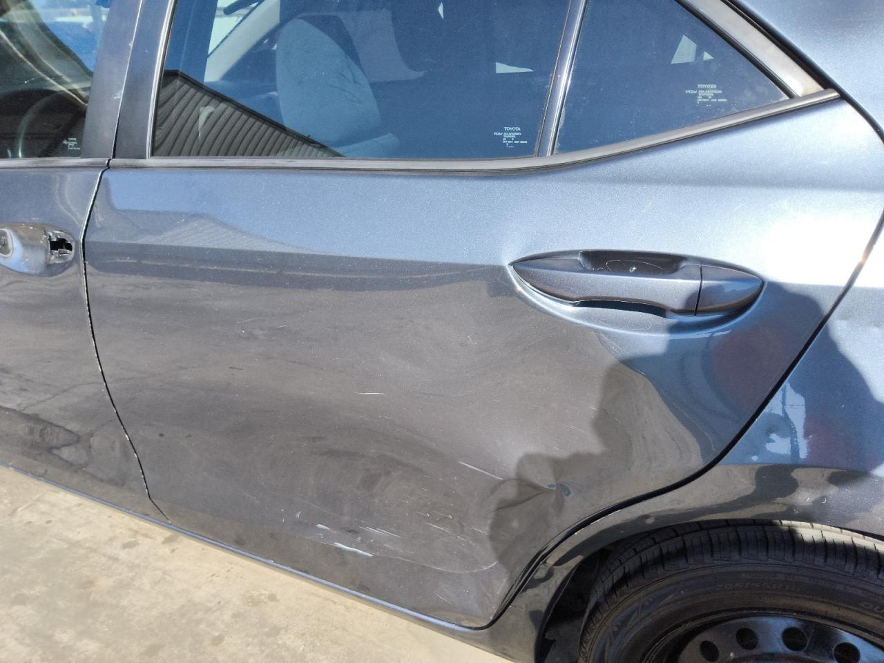 2018 Toyota Corolla Le Blue vin: 2T1BURHE6JC065721 Damage: Left Rear Door, Dent(S) W/ Paint Dmg, > 12 Inches