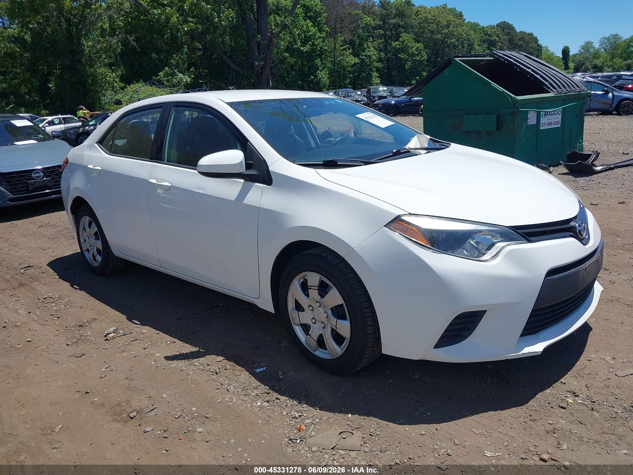 2014 Toyota Corolla Le White vin: 2T1BURHE7EC011284
