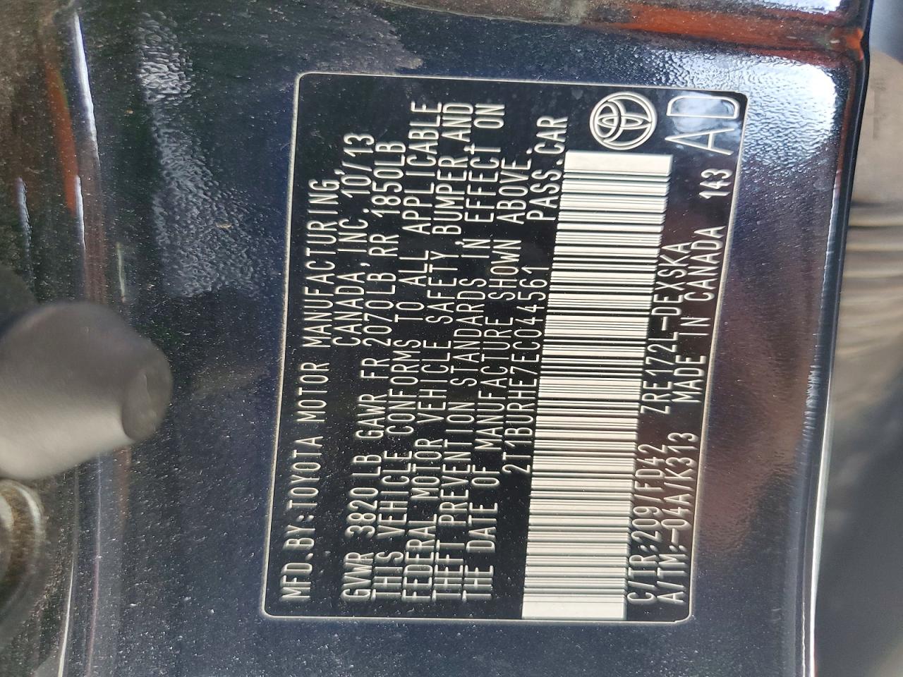 2014 Toyota Corolla S Plus Черный vin: 2T1BURHE7EC044561
