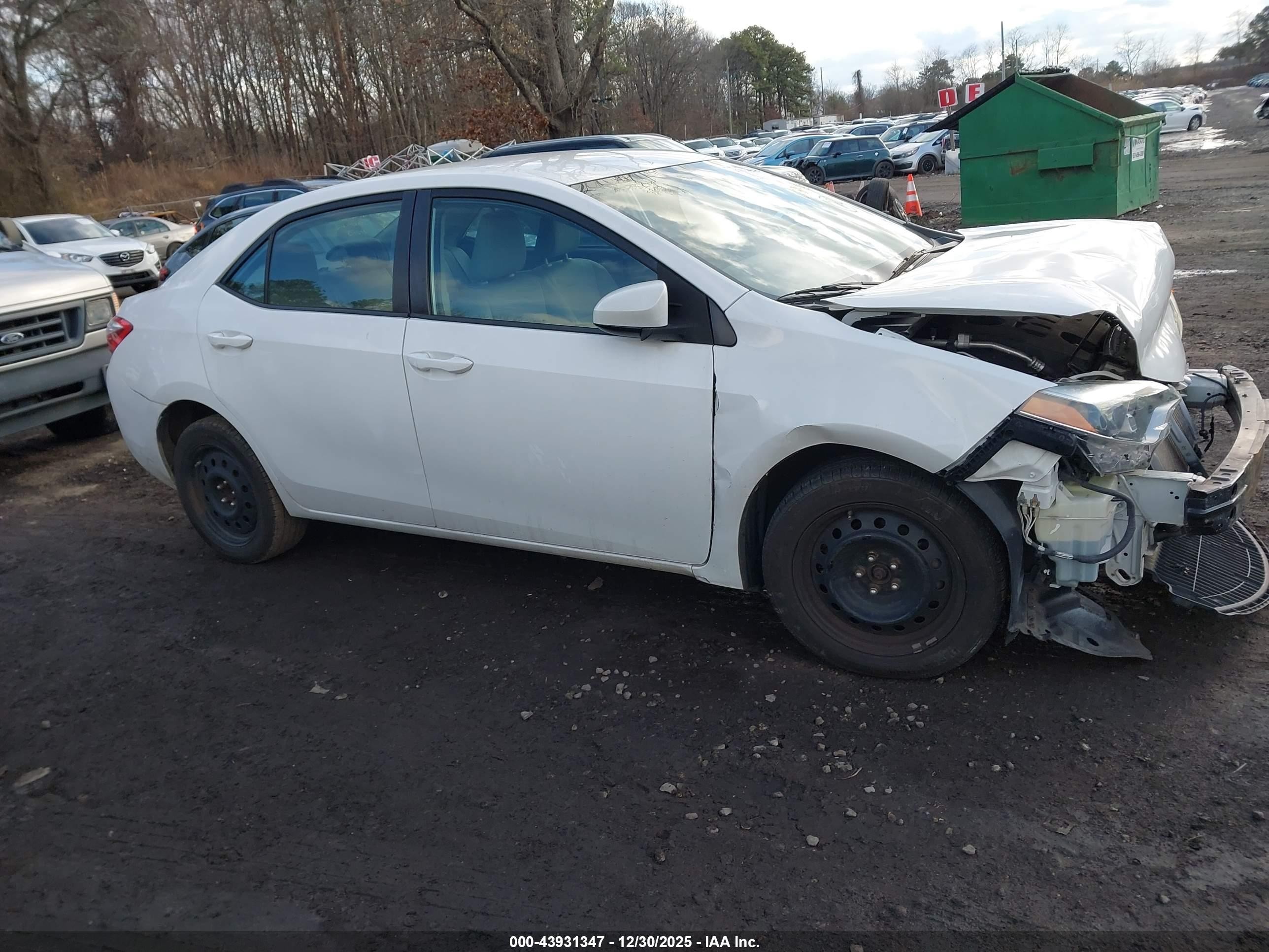 2014 Toyota Corolla Le White vin: 2T1BURHE7EC088981