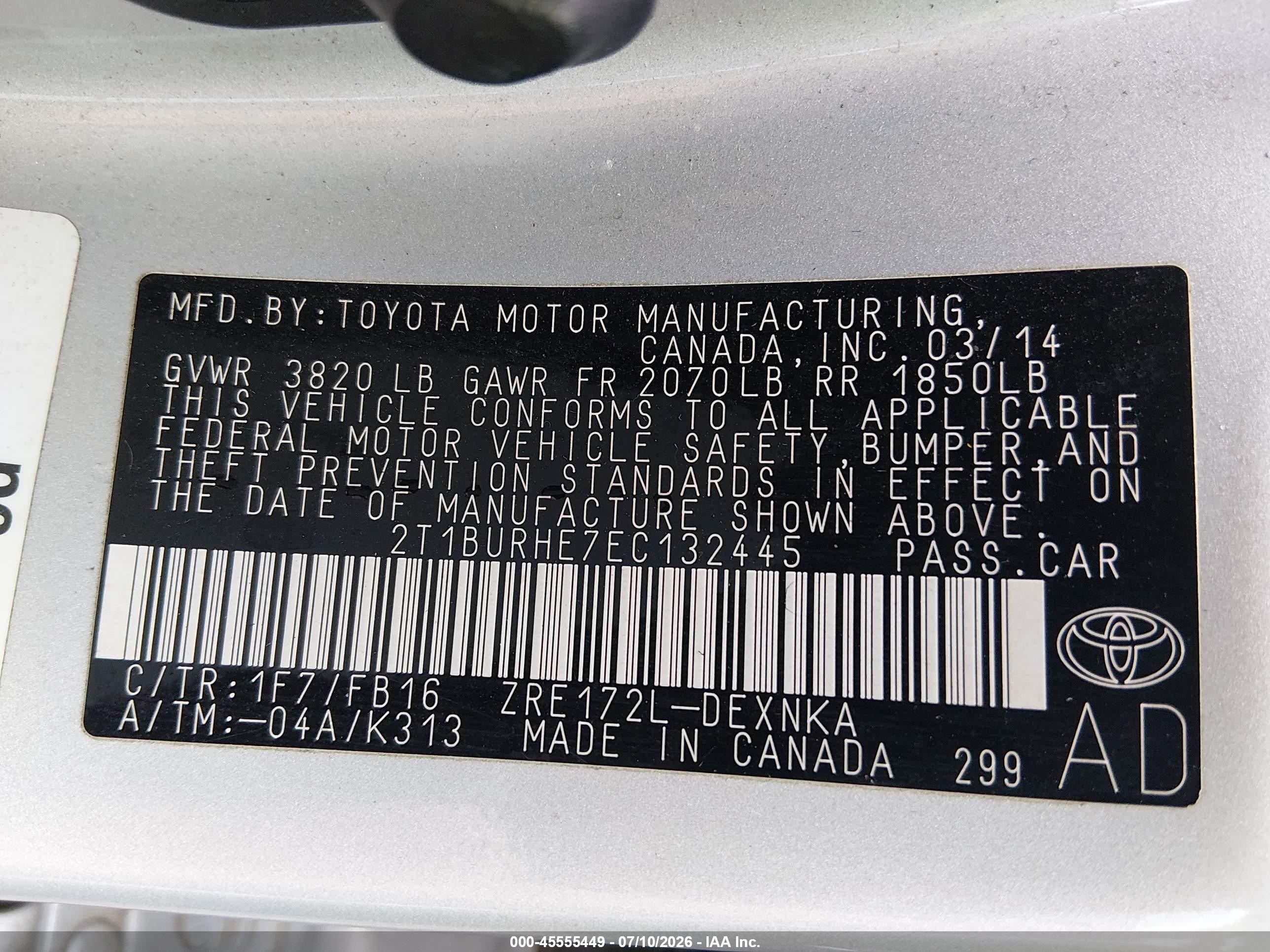 2014 Toyota Corolla Le Silver vin: 2T1BURHE7EC132445