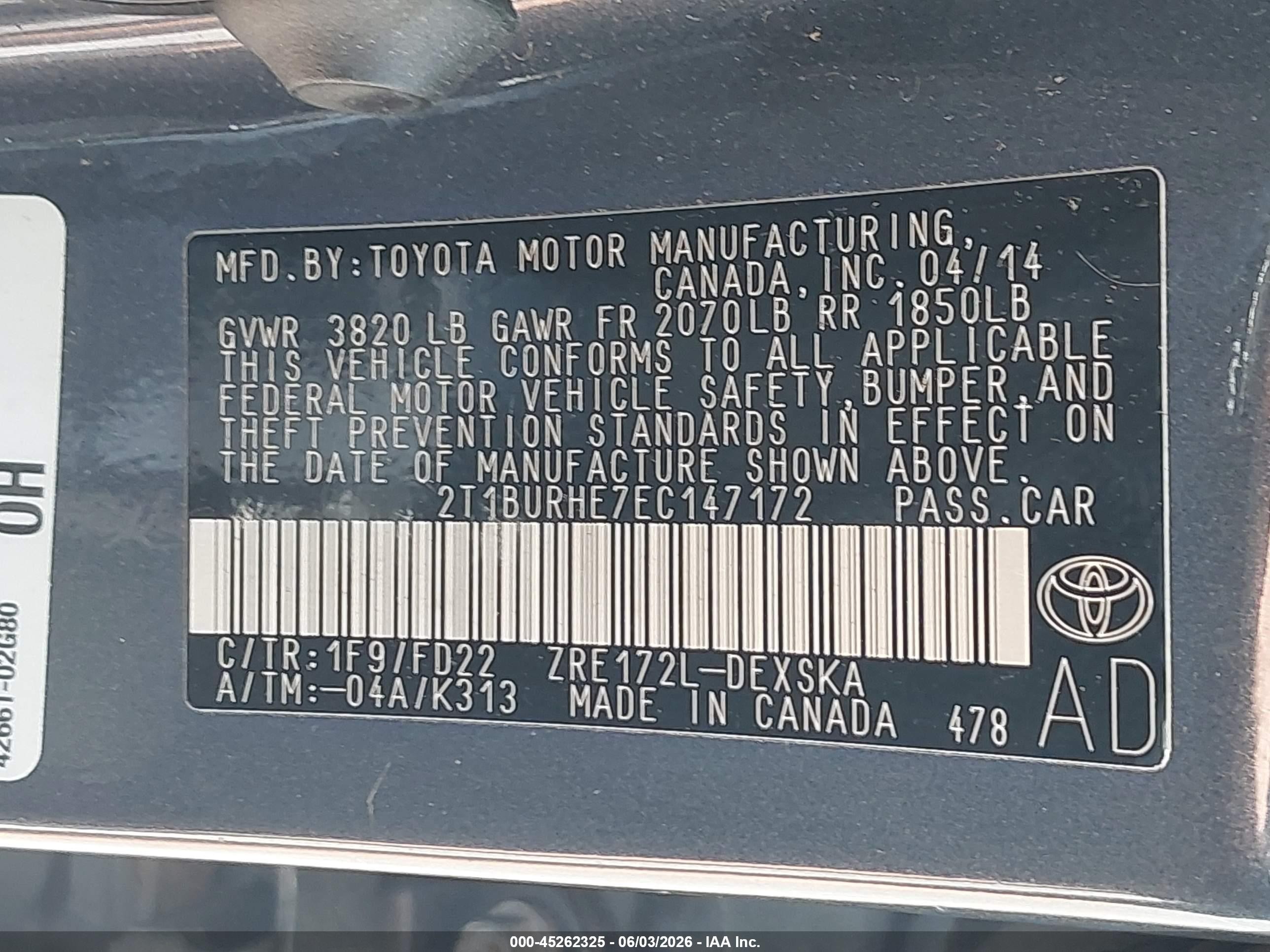 2014 Toyota Corolla S Plus Синий vin: 2T1BURHE7EC147172