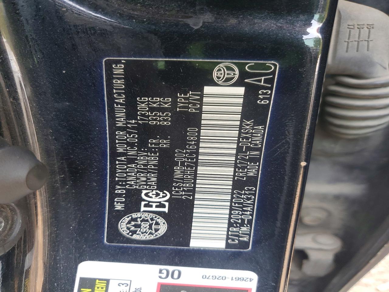 2014 Toyota Corolla L Black vin: 2T1BURHE7EC164800