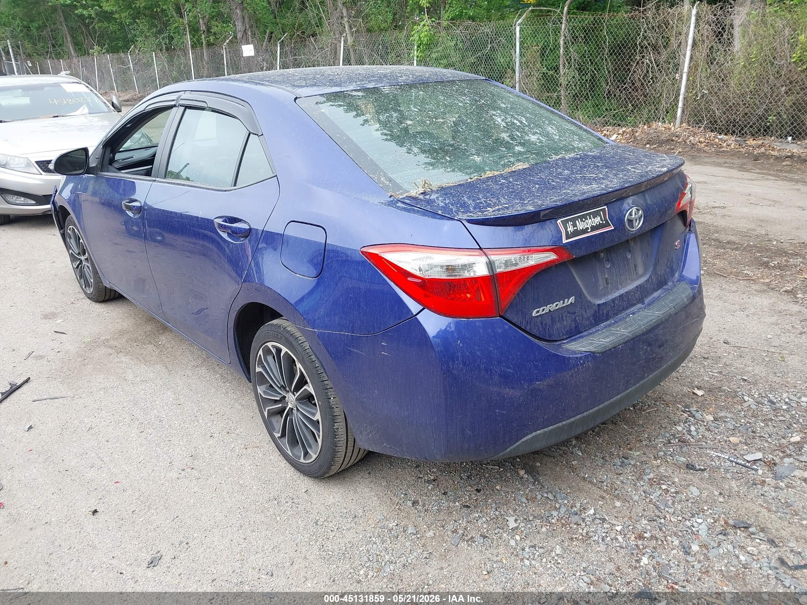 2014 Toyota Corolla S Plus Blue vin: 2T1BURHE7EC225370