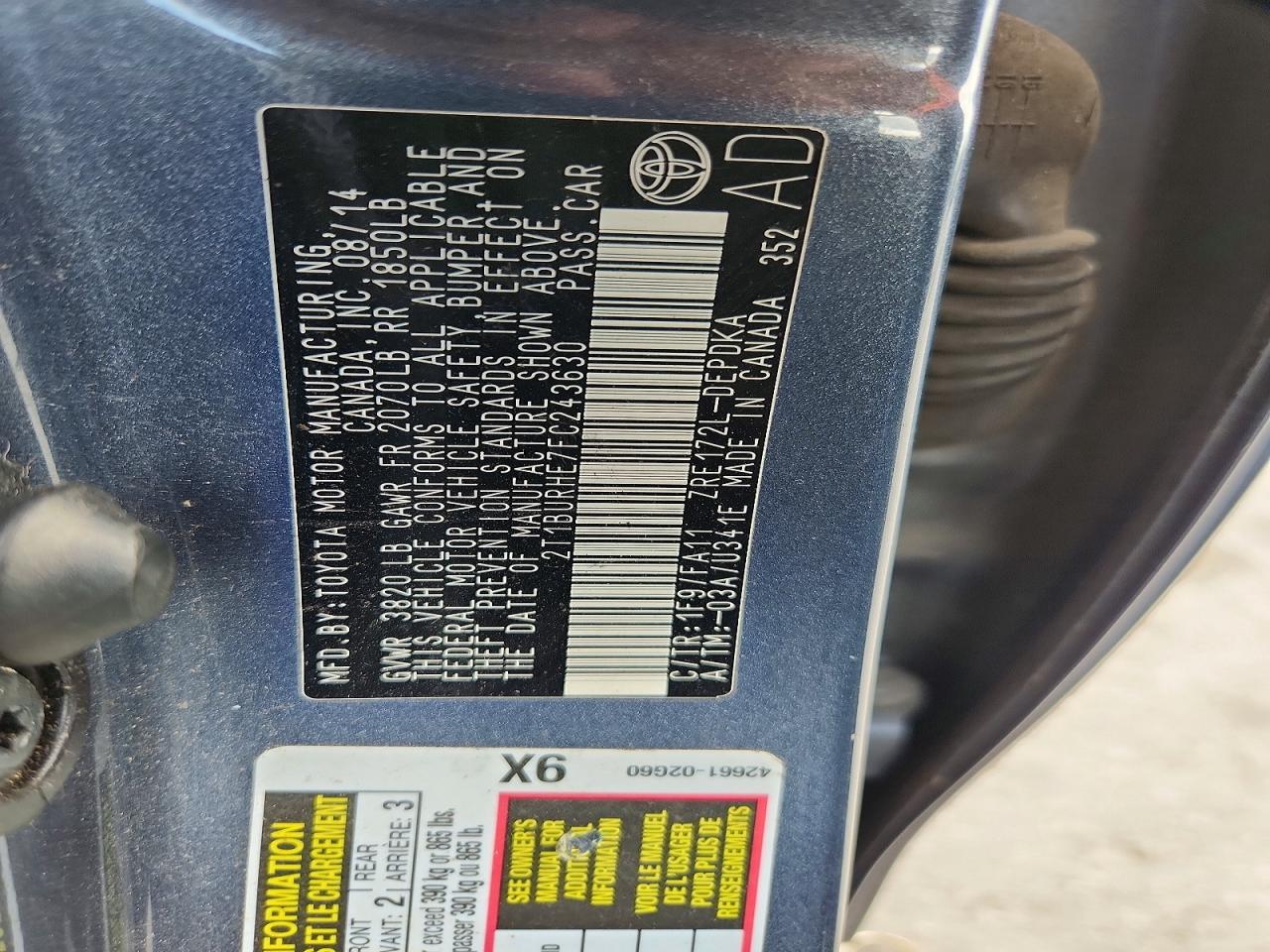 2015 Toyota Corolla L Gray vin: 2T1BURHE7FC243630