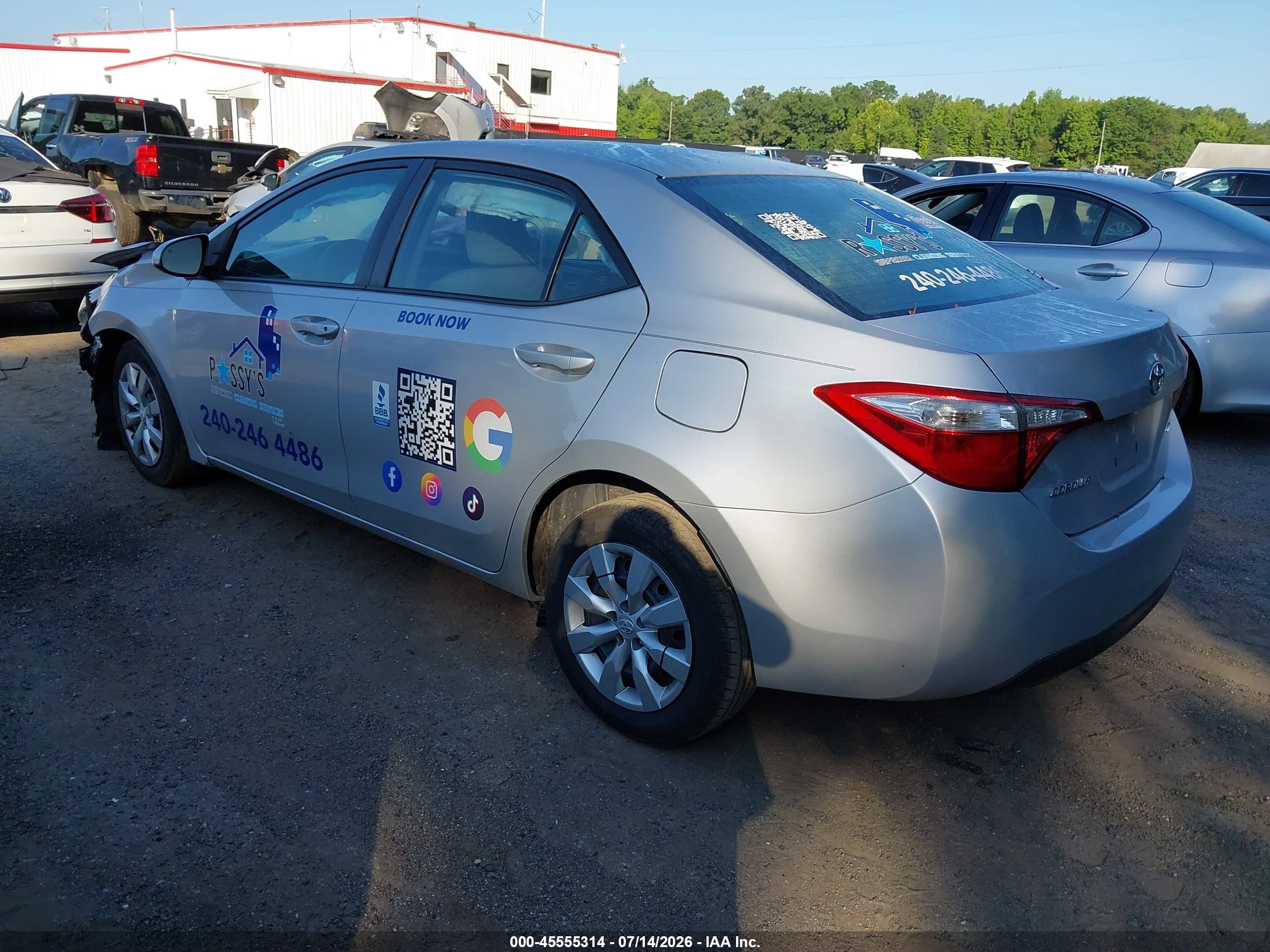 2015 Toyota Corolla Le Silver vin: 2T1BURHE7FC282363